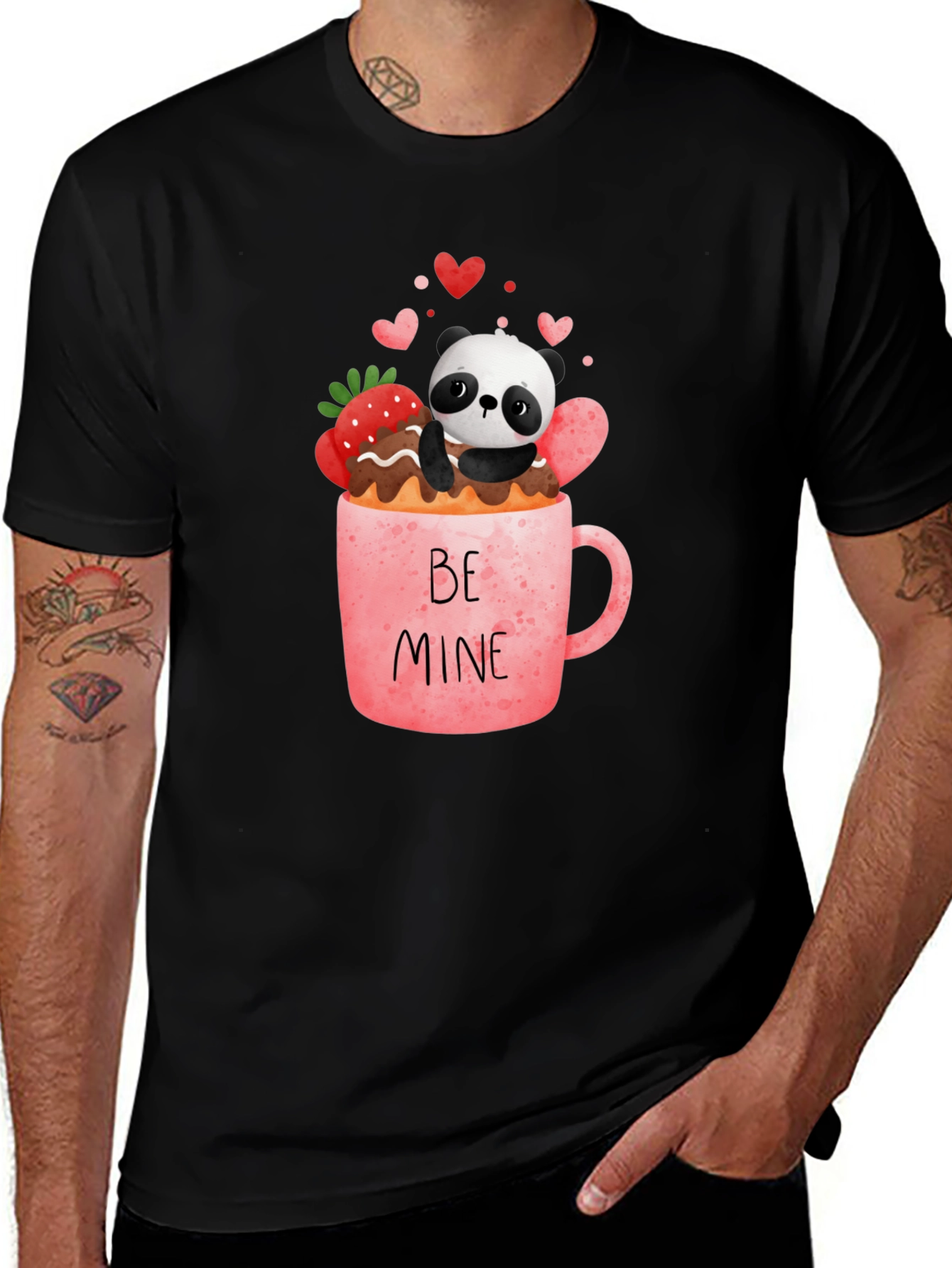 Panda Be Mine Valentines Graphic Tee