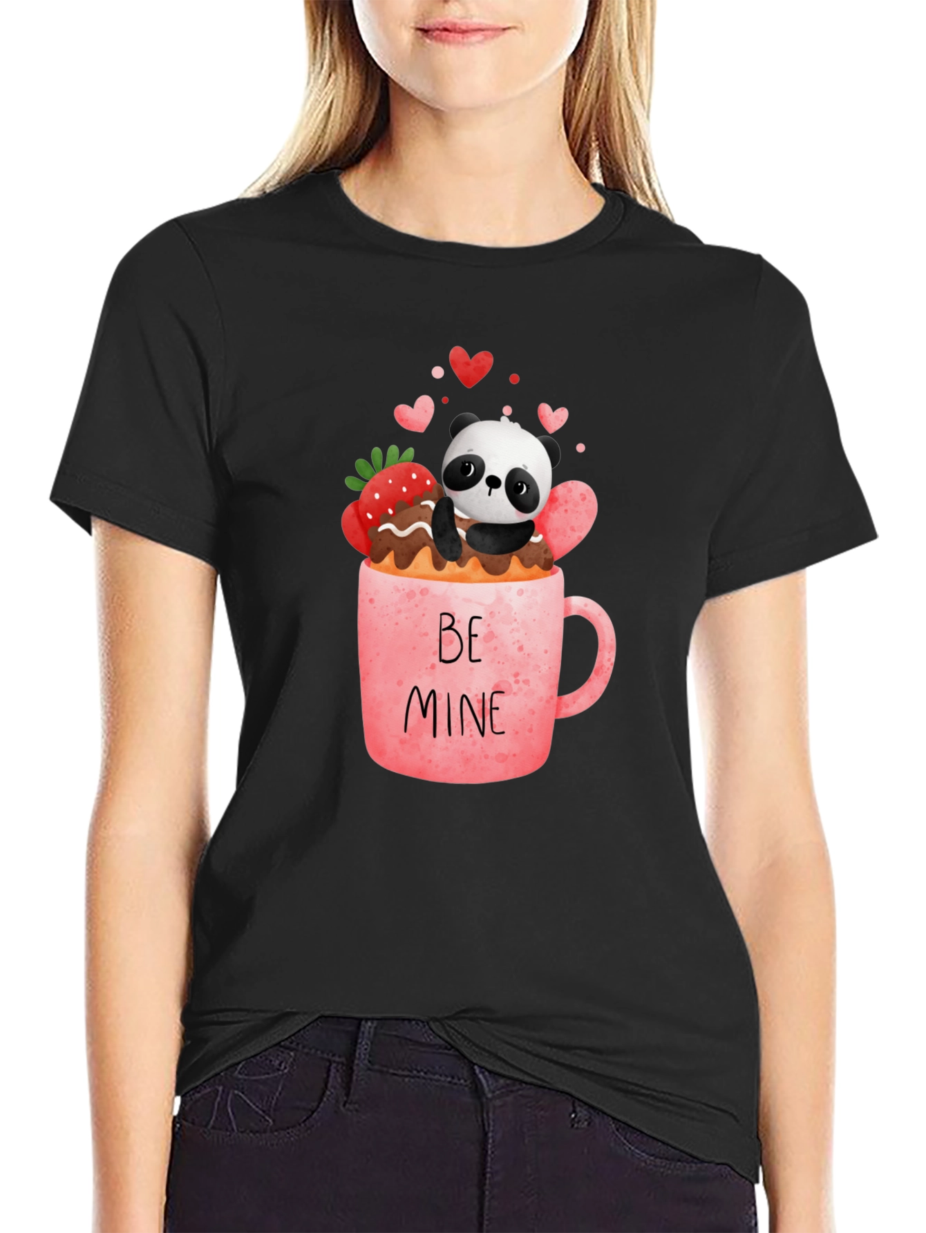Panda Be Mine Valentines Graphic Tee
