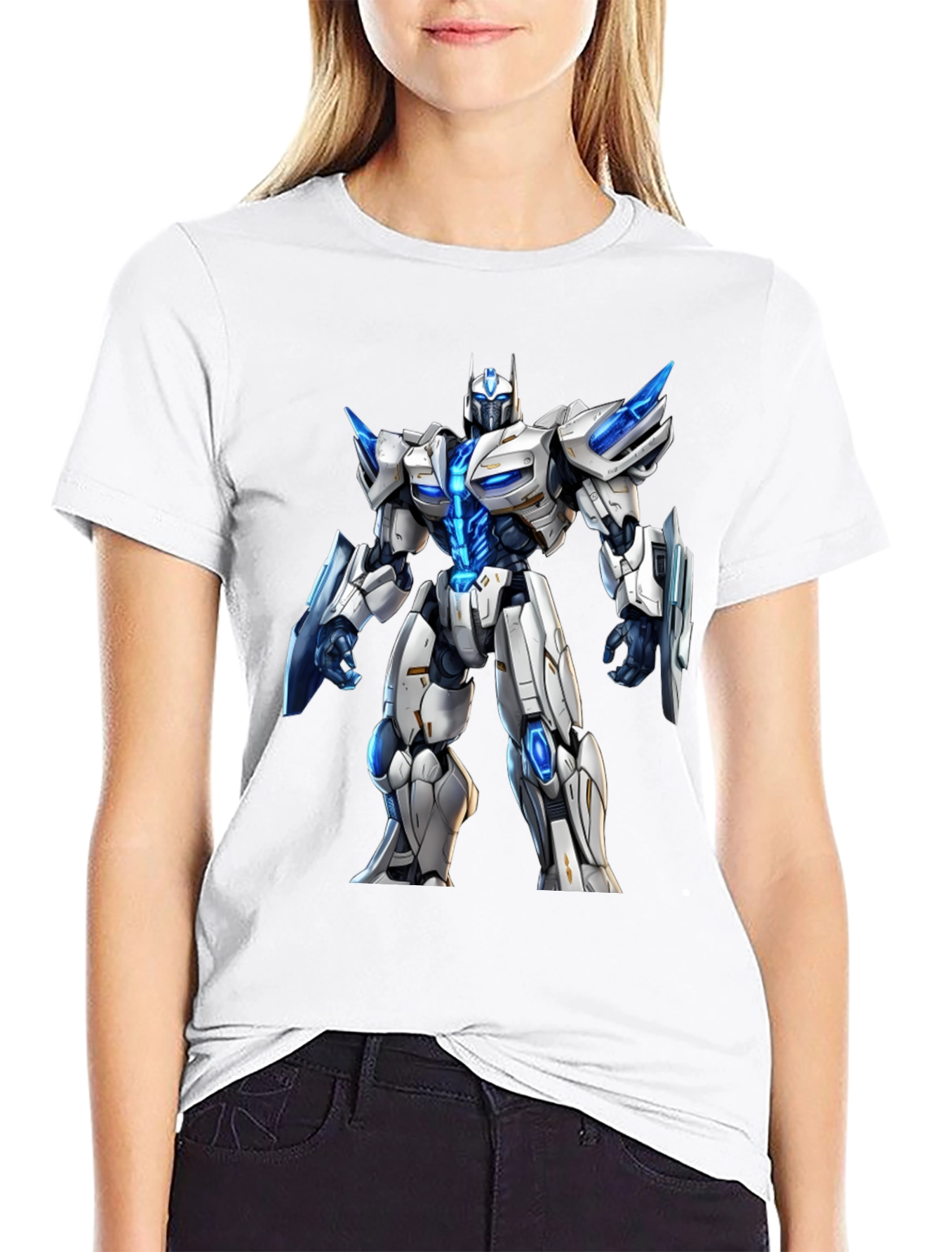 Sci-Fi Robot Graphic Tee - Black Cotton