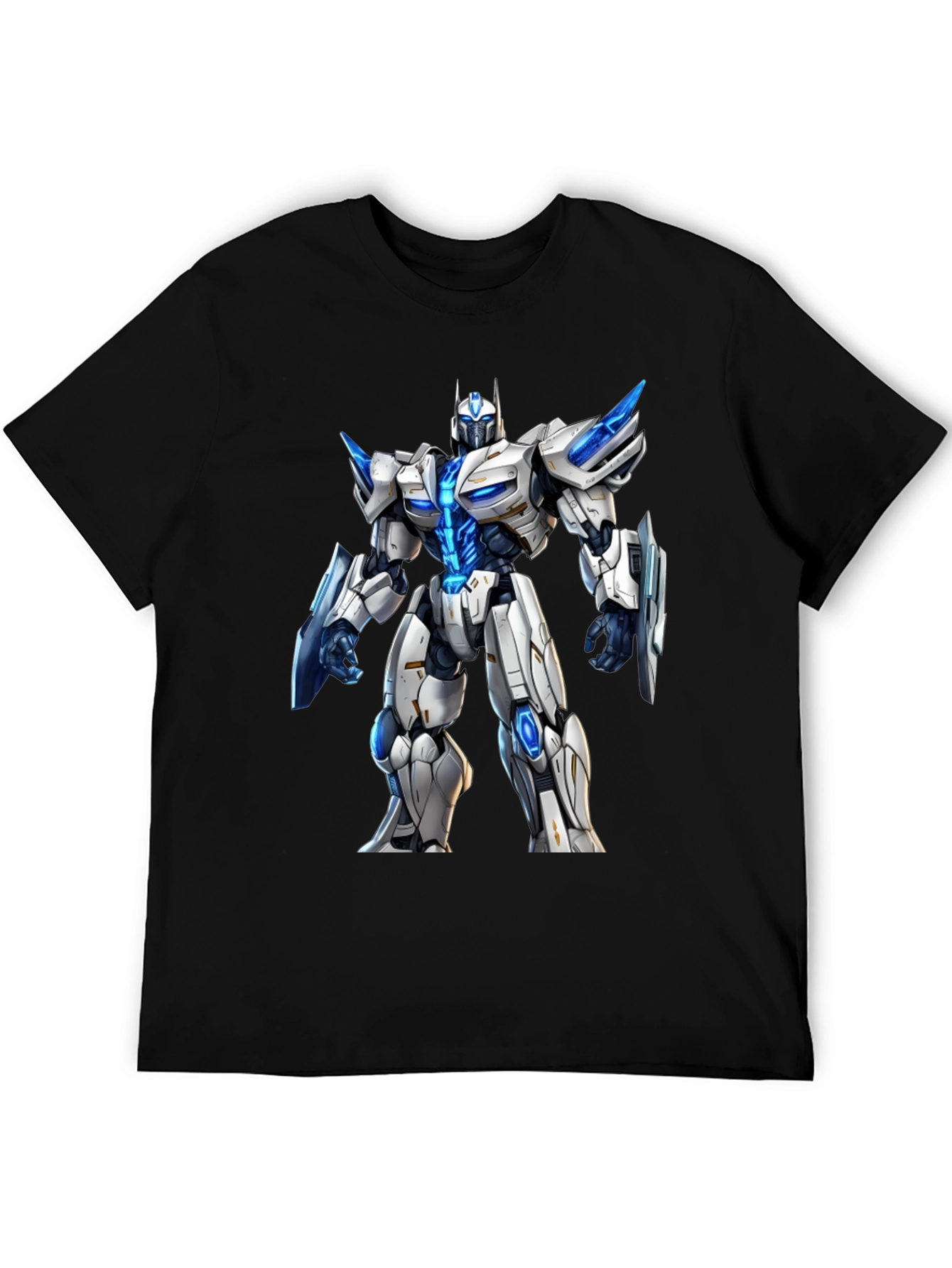 Sci-Fi Robot Graphic Tee - Black Cotton