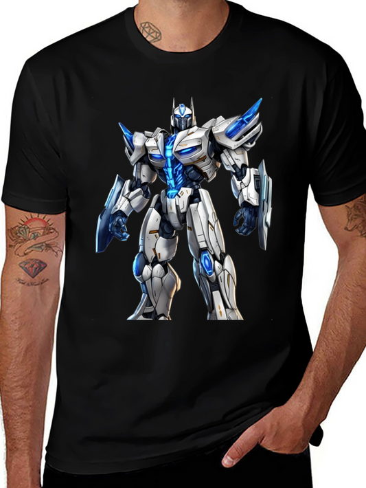 Sci-Fi Robot Graphic Tee - Black Cotton