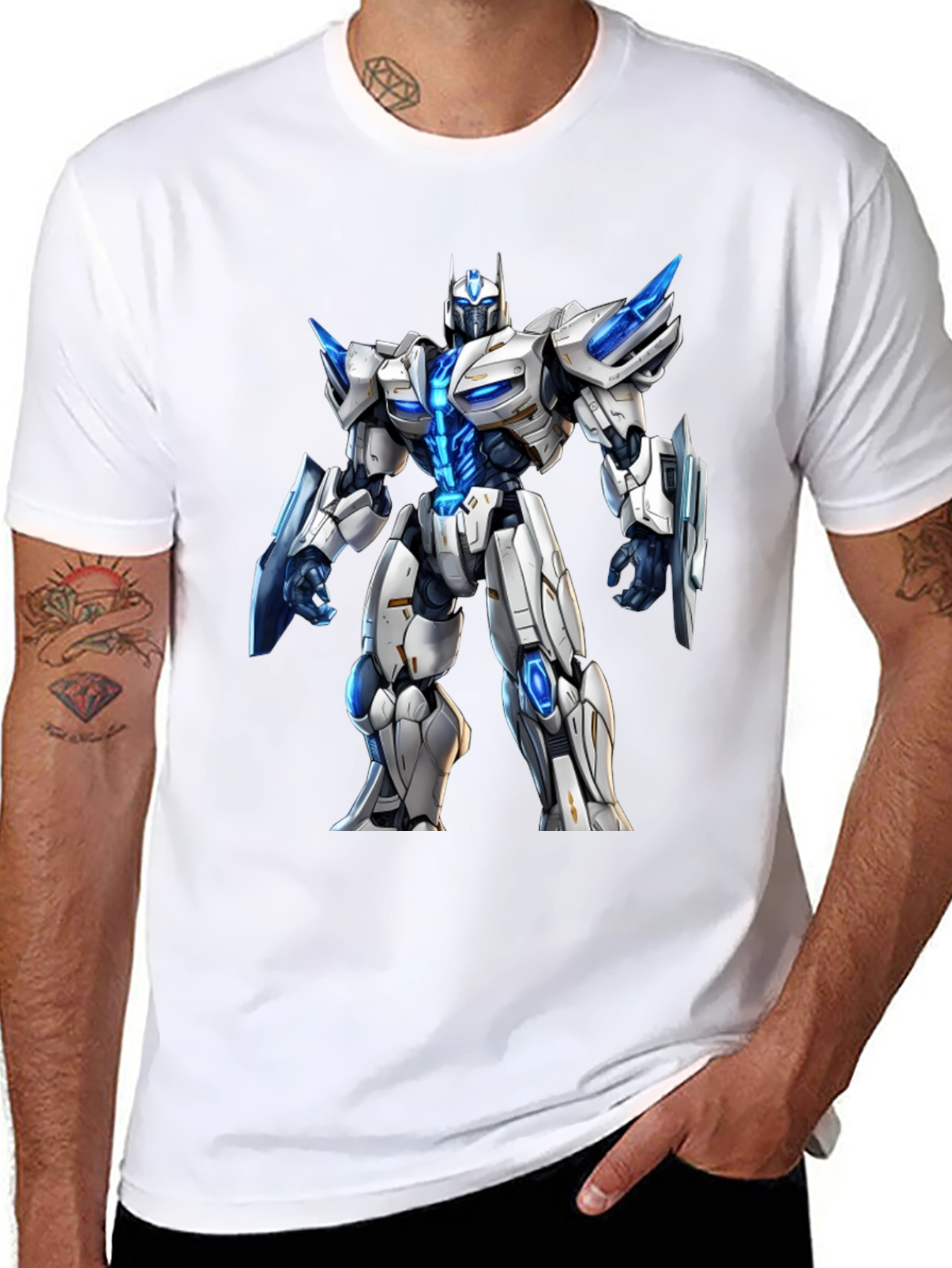 Sci-Fi Robot Graphic Tee - Black Cotton
