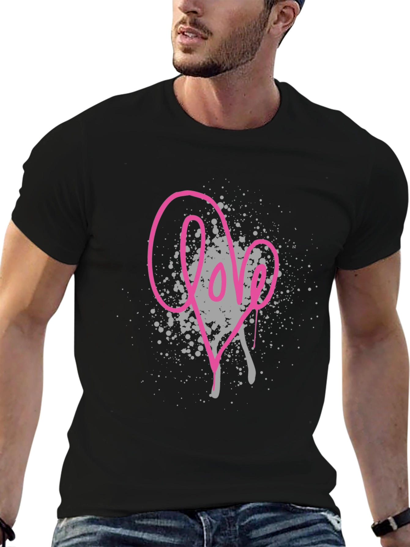 Love Splatter Graphic Tee - Unique Heart Design