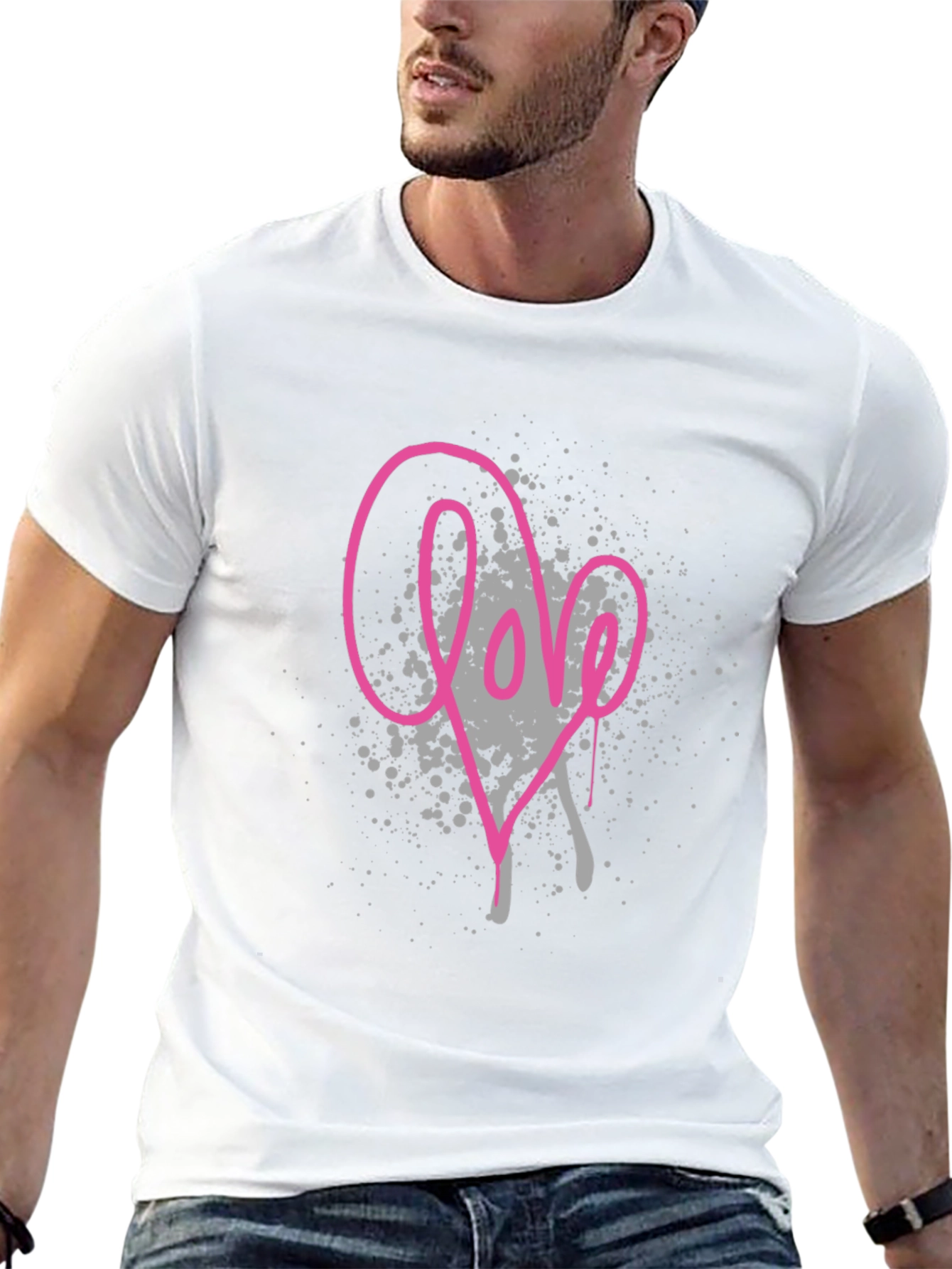 Love Splatter Graphic Tee - Unique Heart Design
