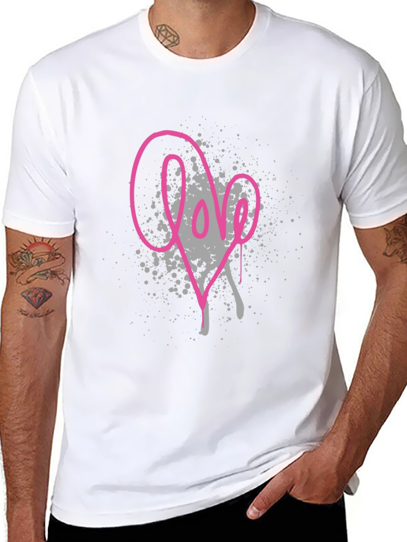 Love Splatter Graphic Tee - Unique Heart Design