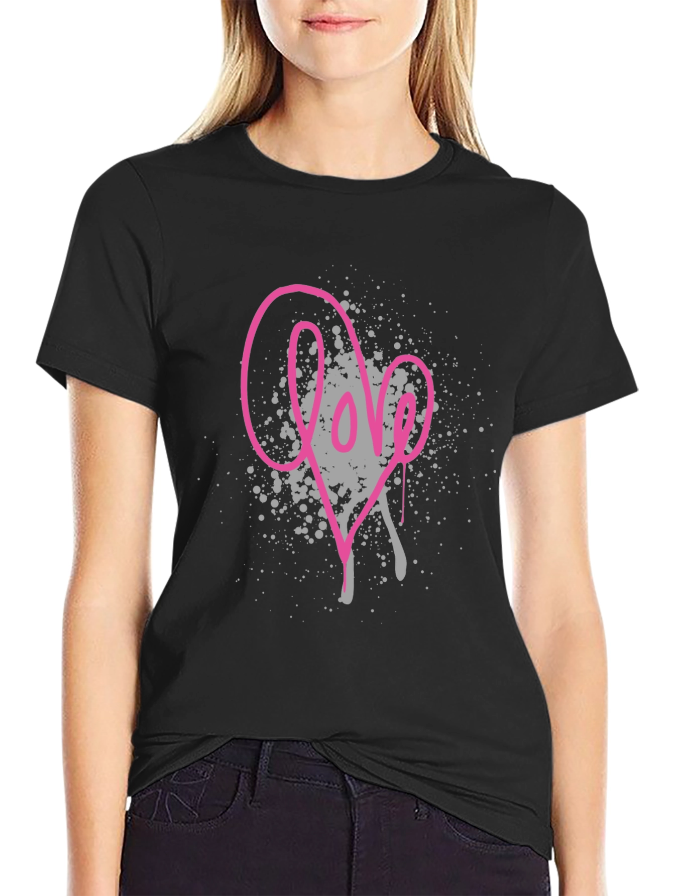 Love Splatter Graphic Tee - Unique Heart Design
