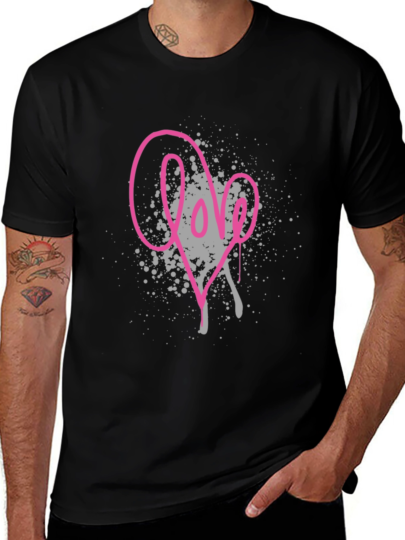 Love Splatter Graphic Tee - Unique Heart Design
