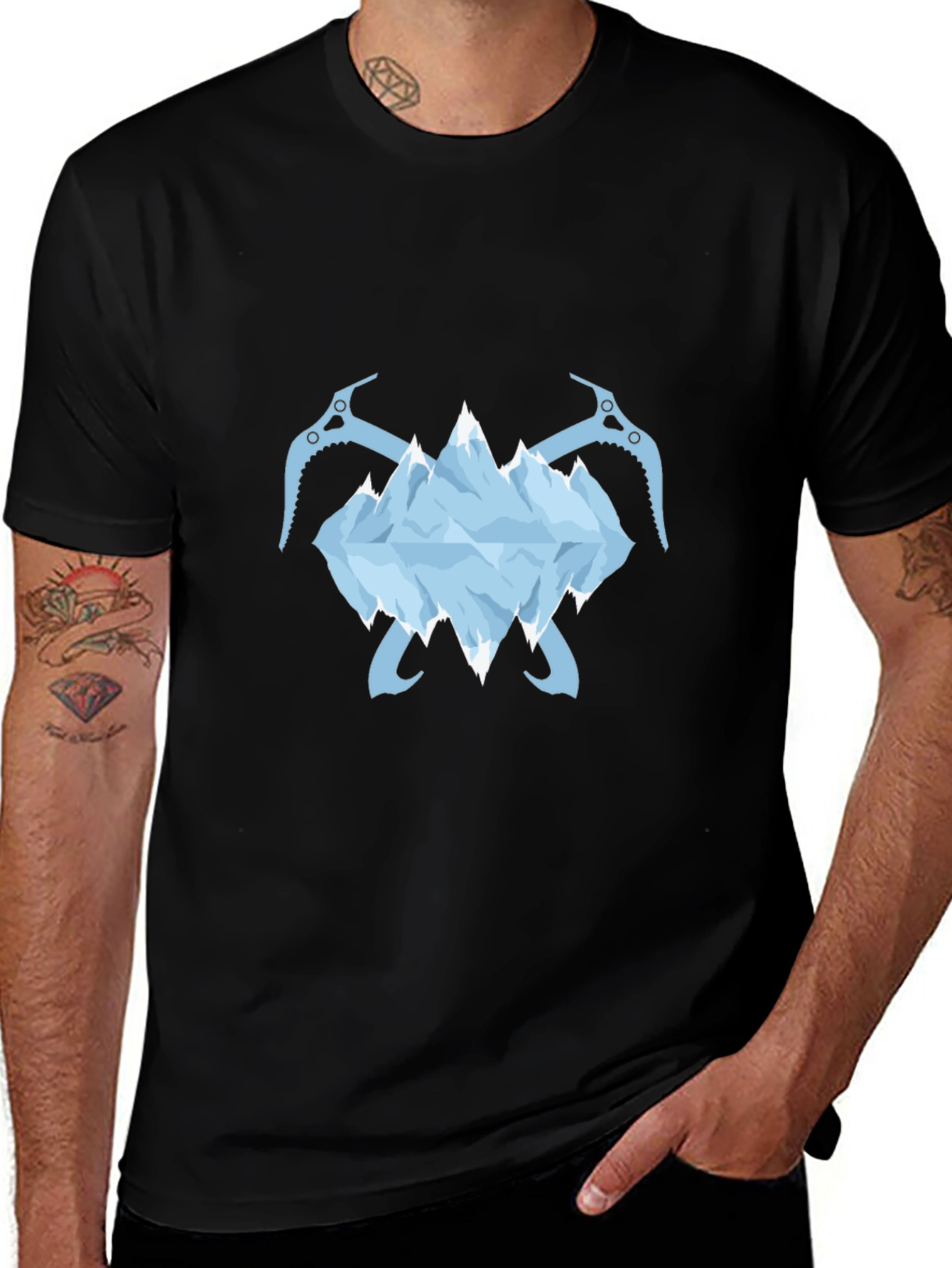 Ice Mountain & Axe Graphic Tee - Black