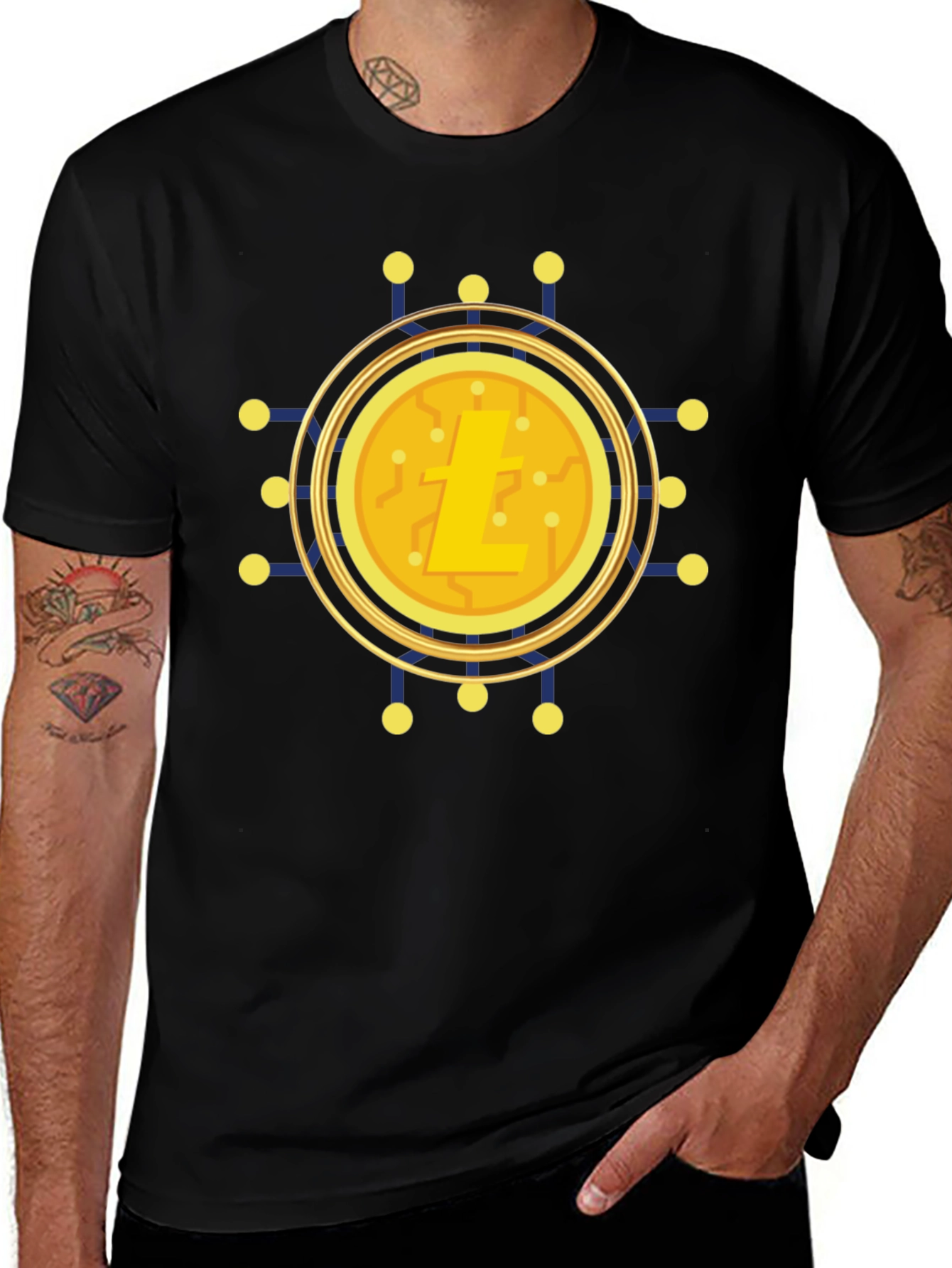Litecoin Crypto Tee - Black Cotton Blend Shirt