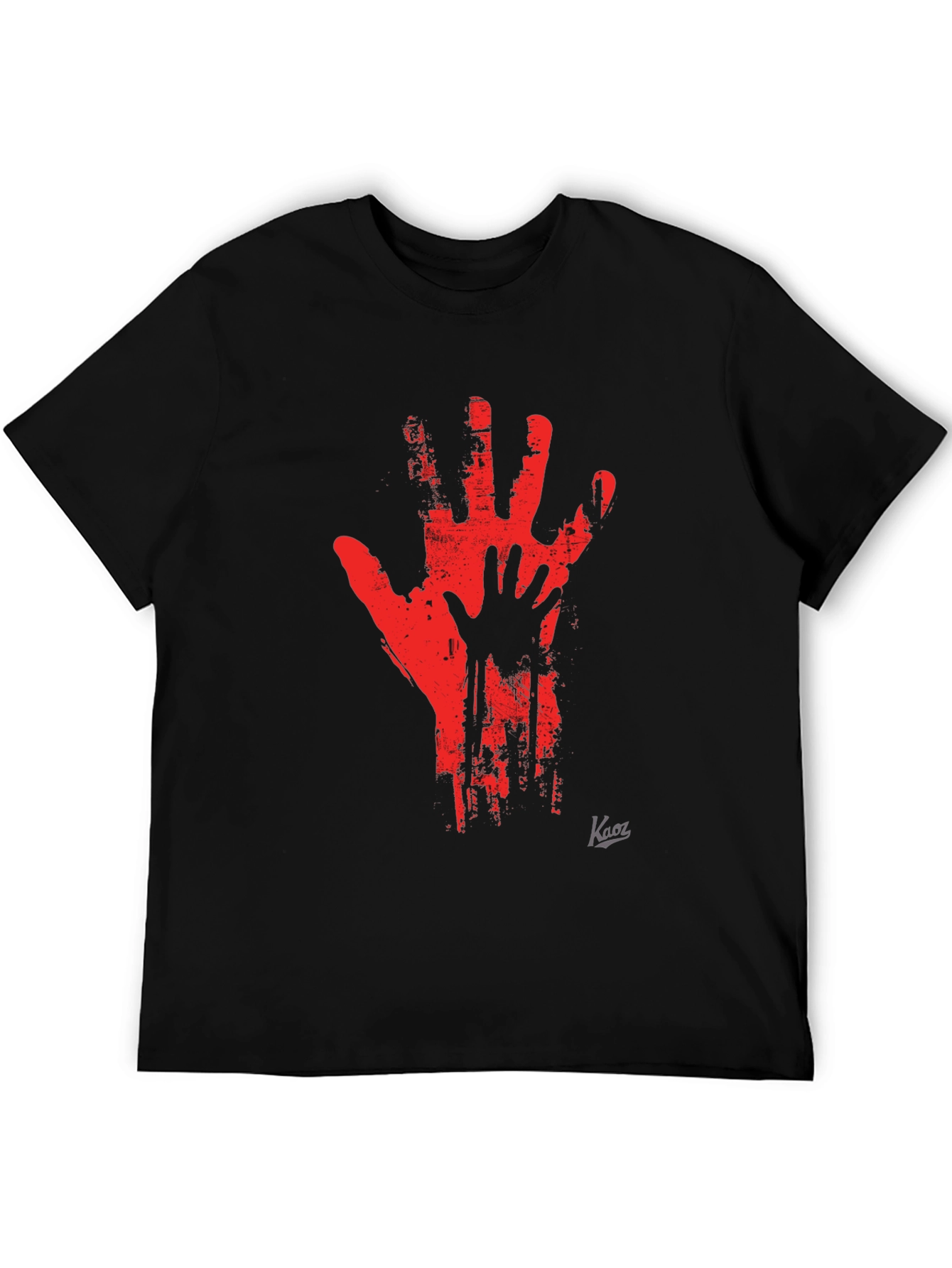 Distressed Hand Print Graphic Tee - Black