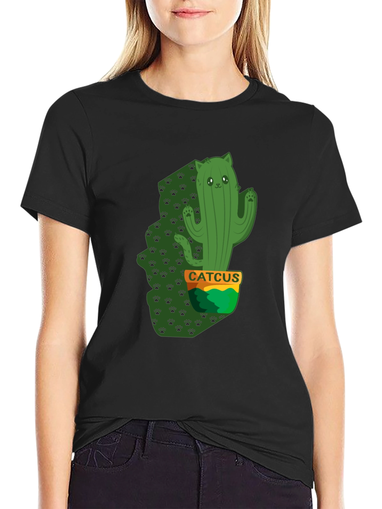 Cactus Cat Graphic T-Shirt - Catcus Tee