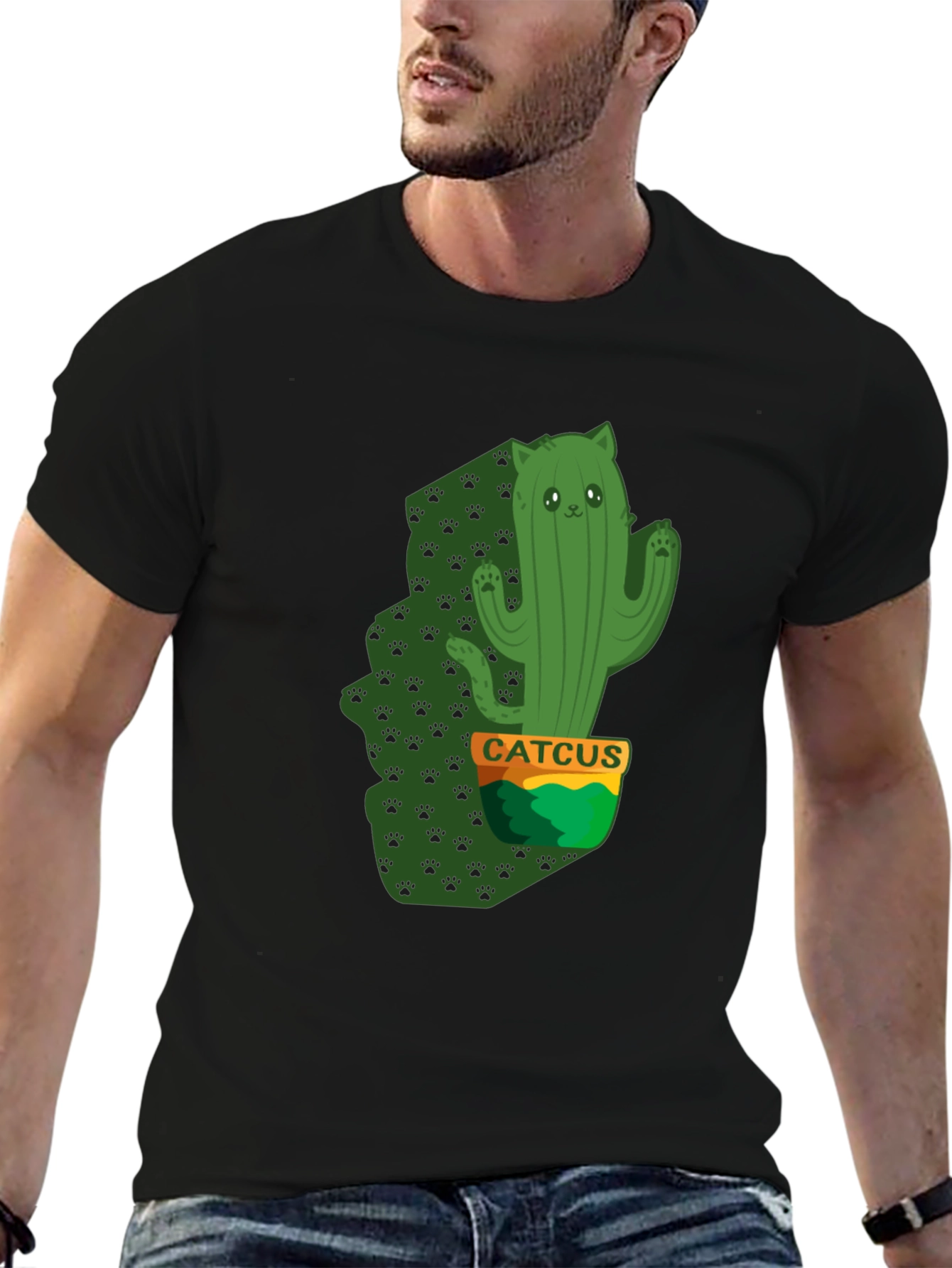 Cactus Cat Graphic T-Shirt - Catcus Tee