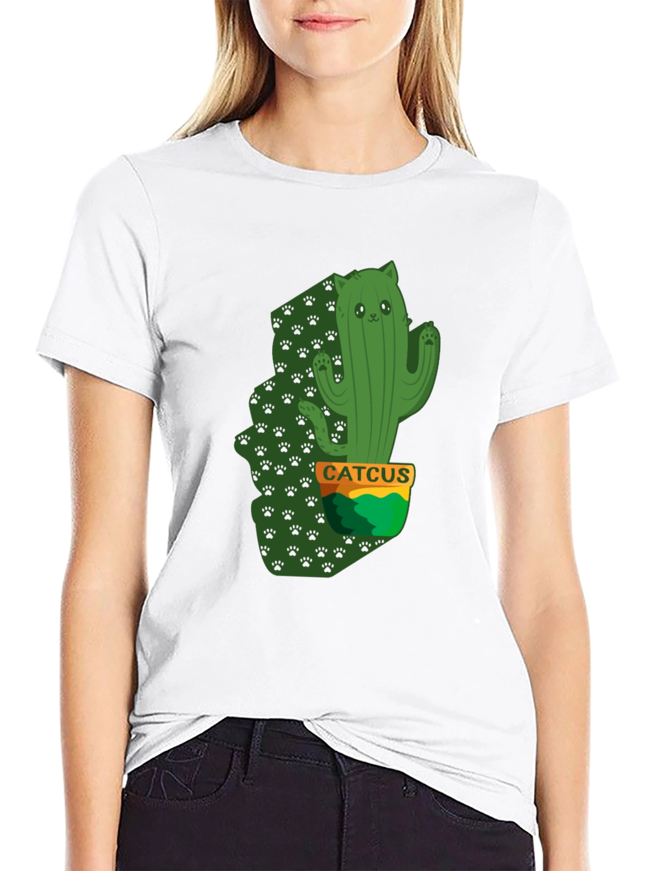 Cactus Cat Graphic T-Shirt - Catcus Tee