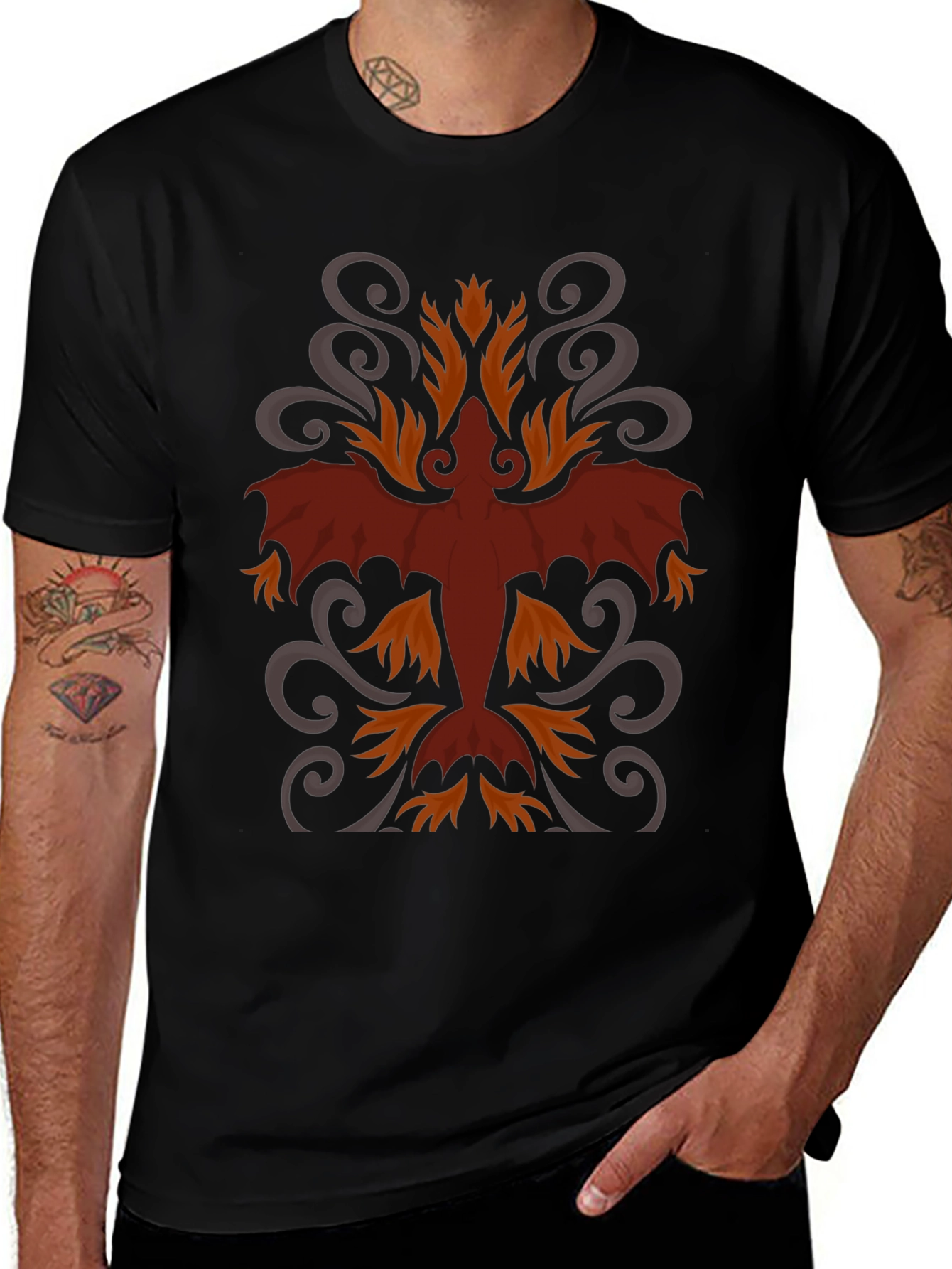Dragon Graphic Tee - Stylish Mens Black T-Shirt