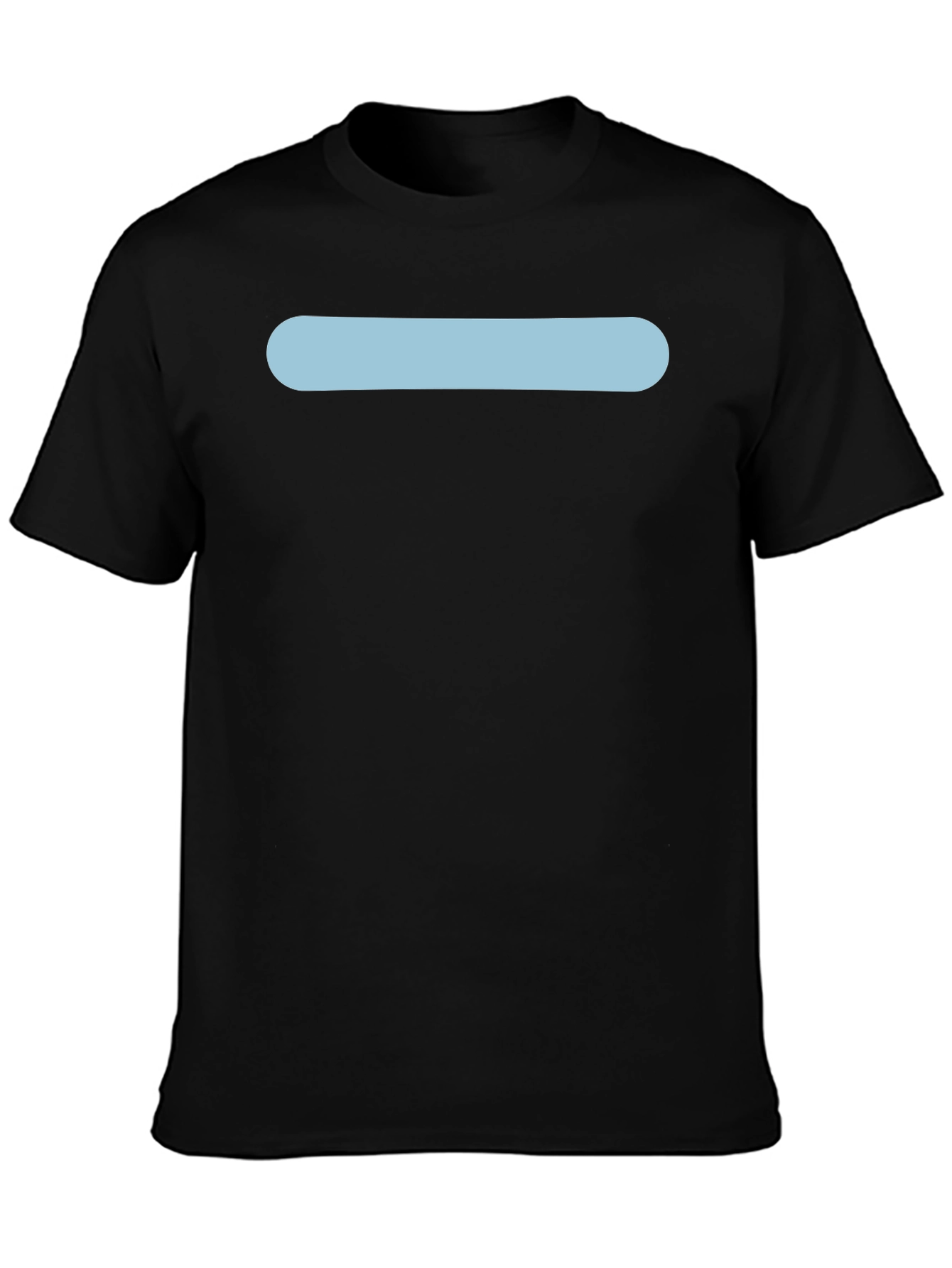 Mens Black Crew Neck T-Shirt with Light Blue Stripe