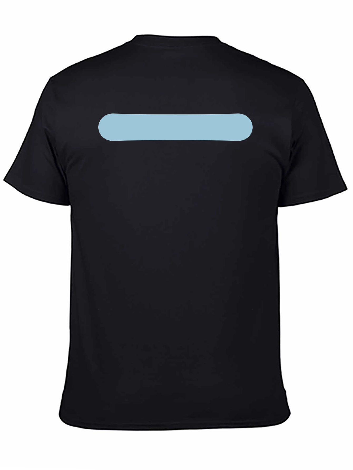 Mens Black Crew Neck T-Shirt with Light Blue Stripe