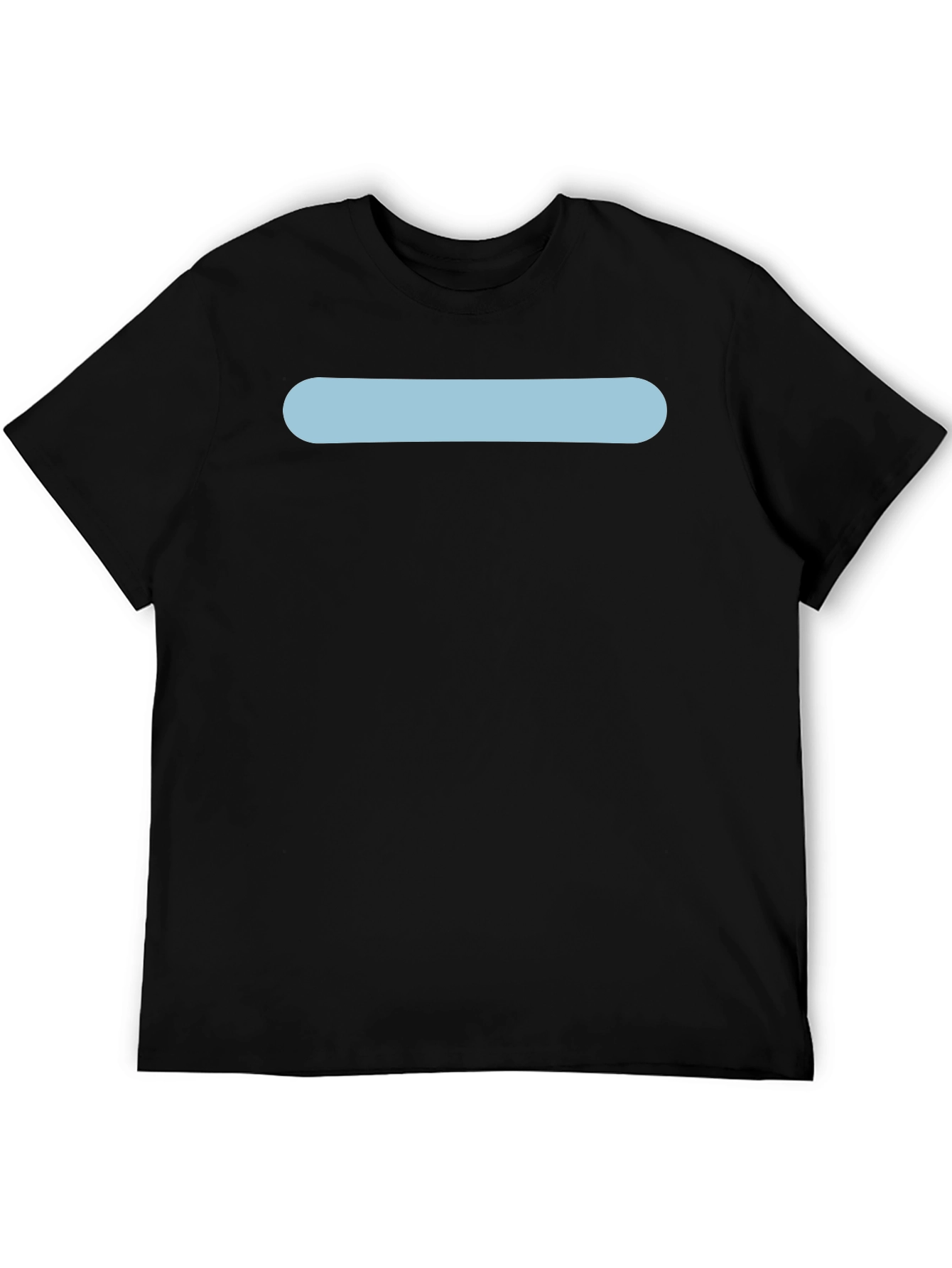 Mens Black Crew Neck T-Shirt with Light Blue Stripe