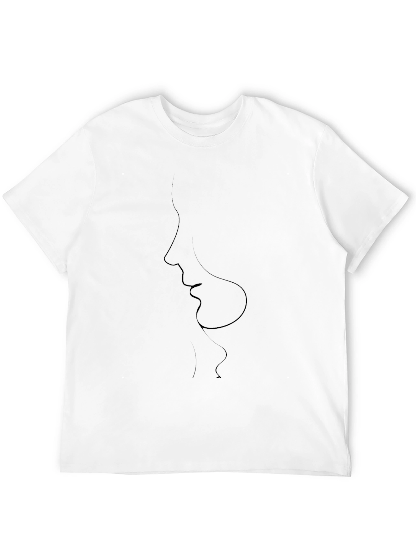 Abstract Face Line Art Black T-Shirt
