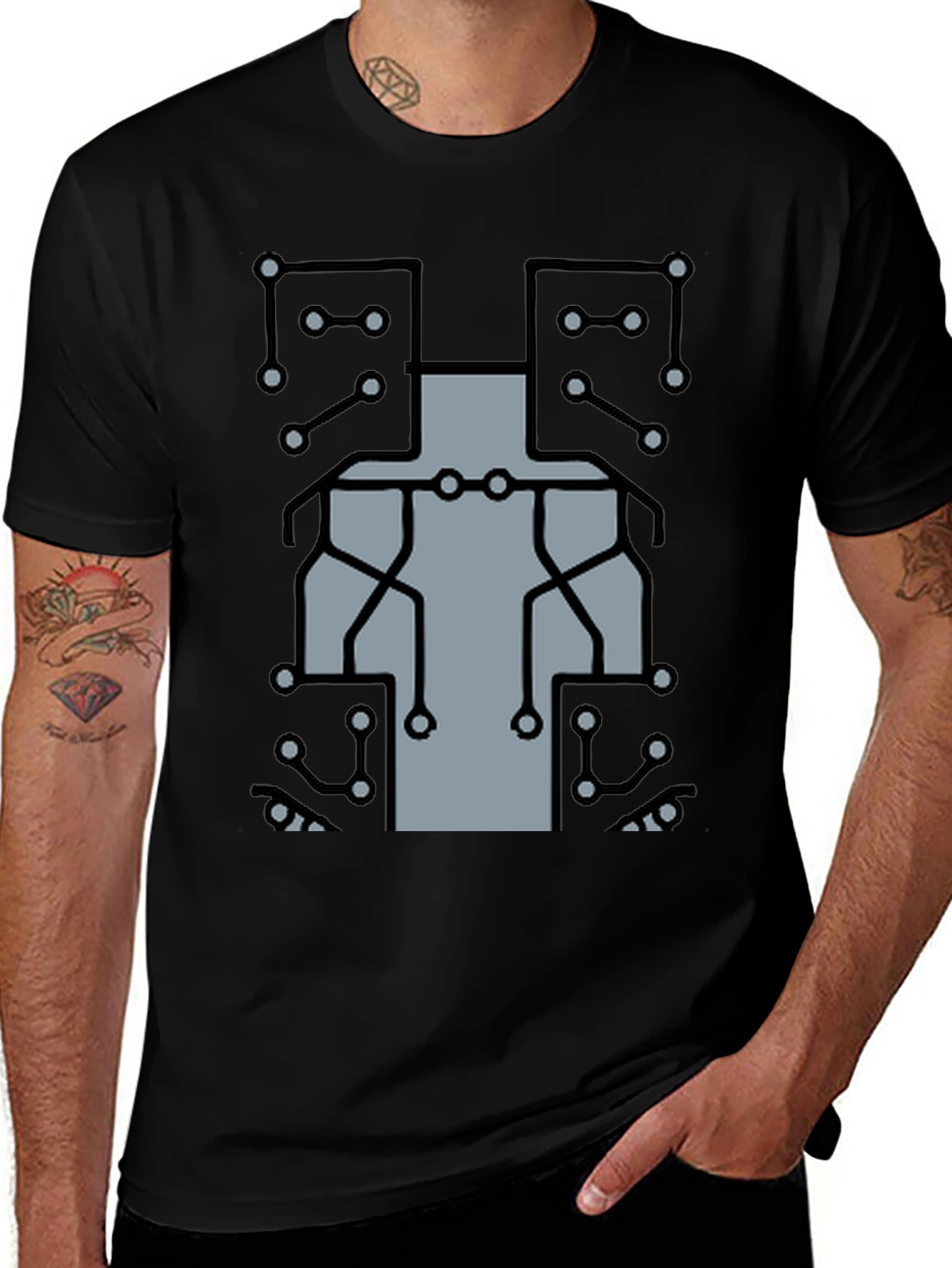 Circuit Board Graphic T-Shirt - Tech Geek Style