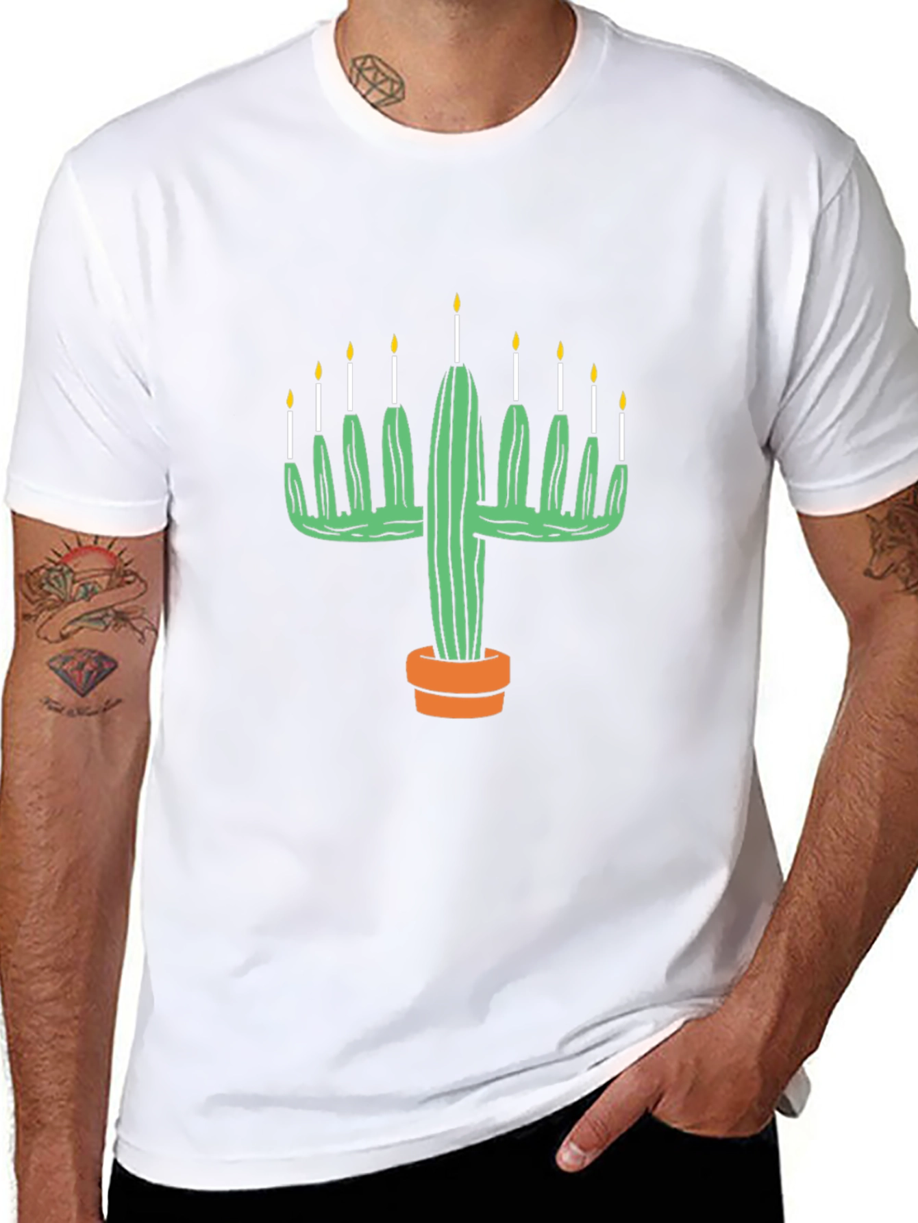 Cactus Menorah Graphic Tee - Black