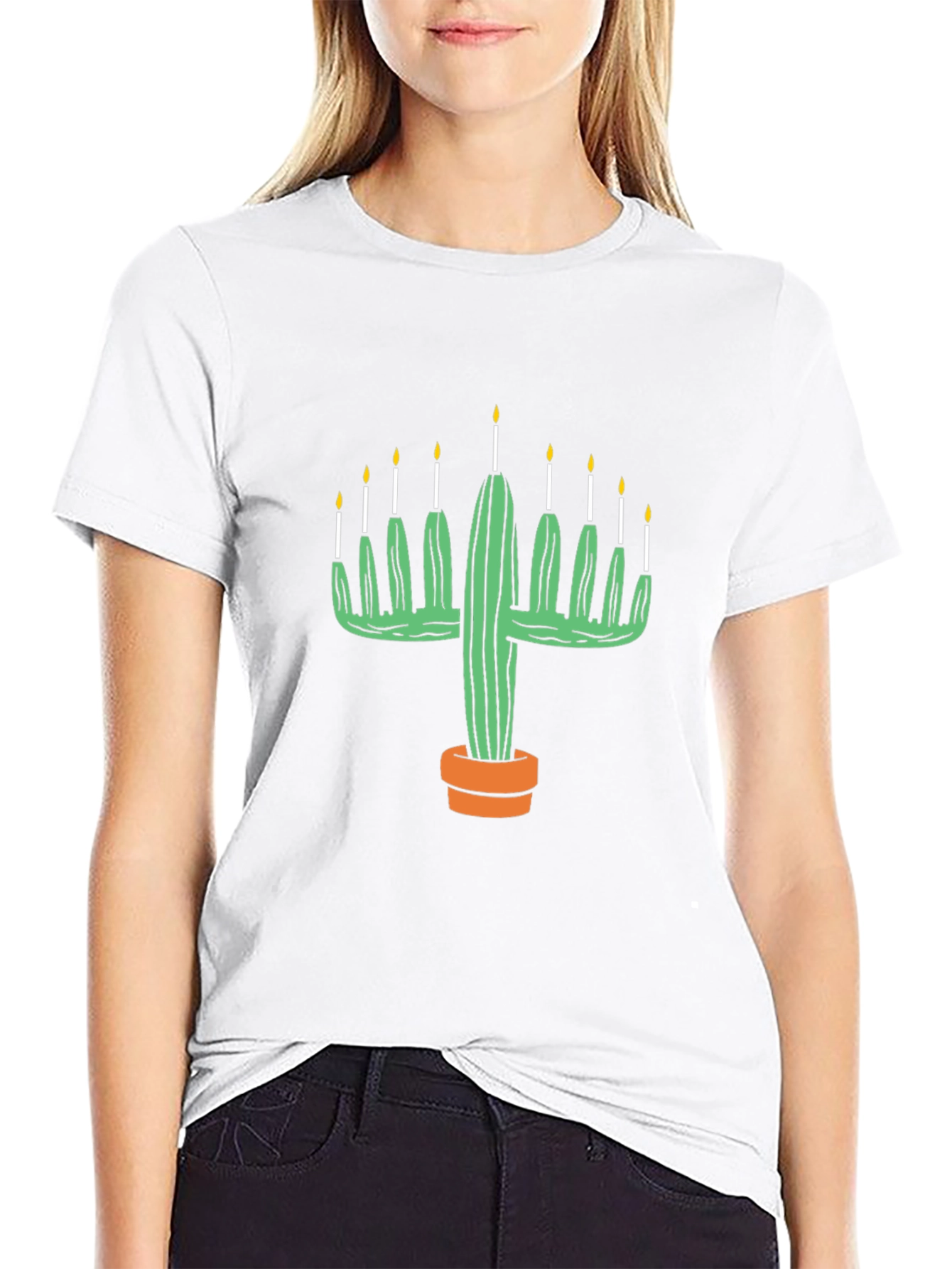 Cactus Menorah Graphic Tee - Black