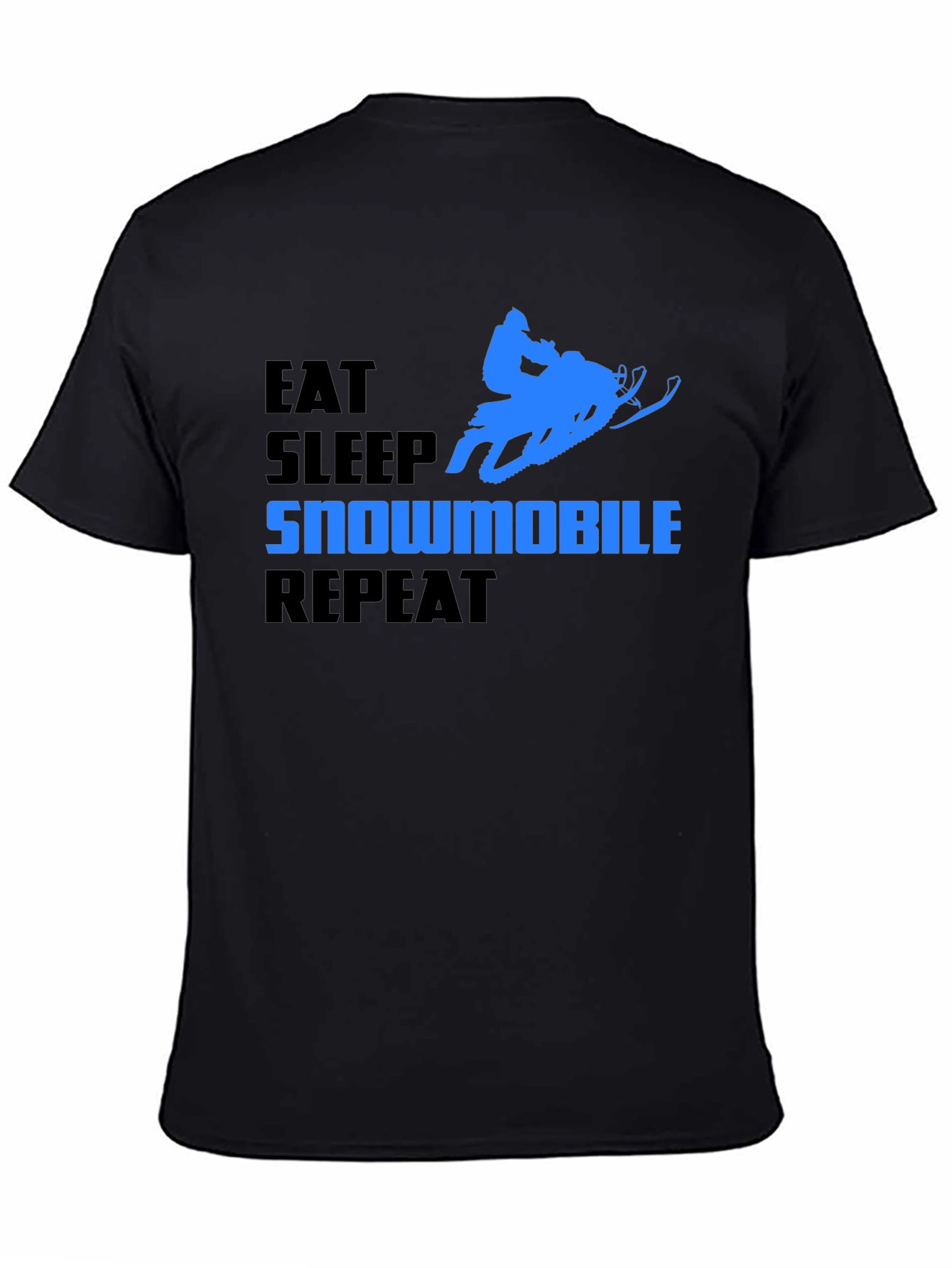 Eat Sleep Snowmobile Repeat Black Graphic T-Shirt