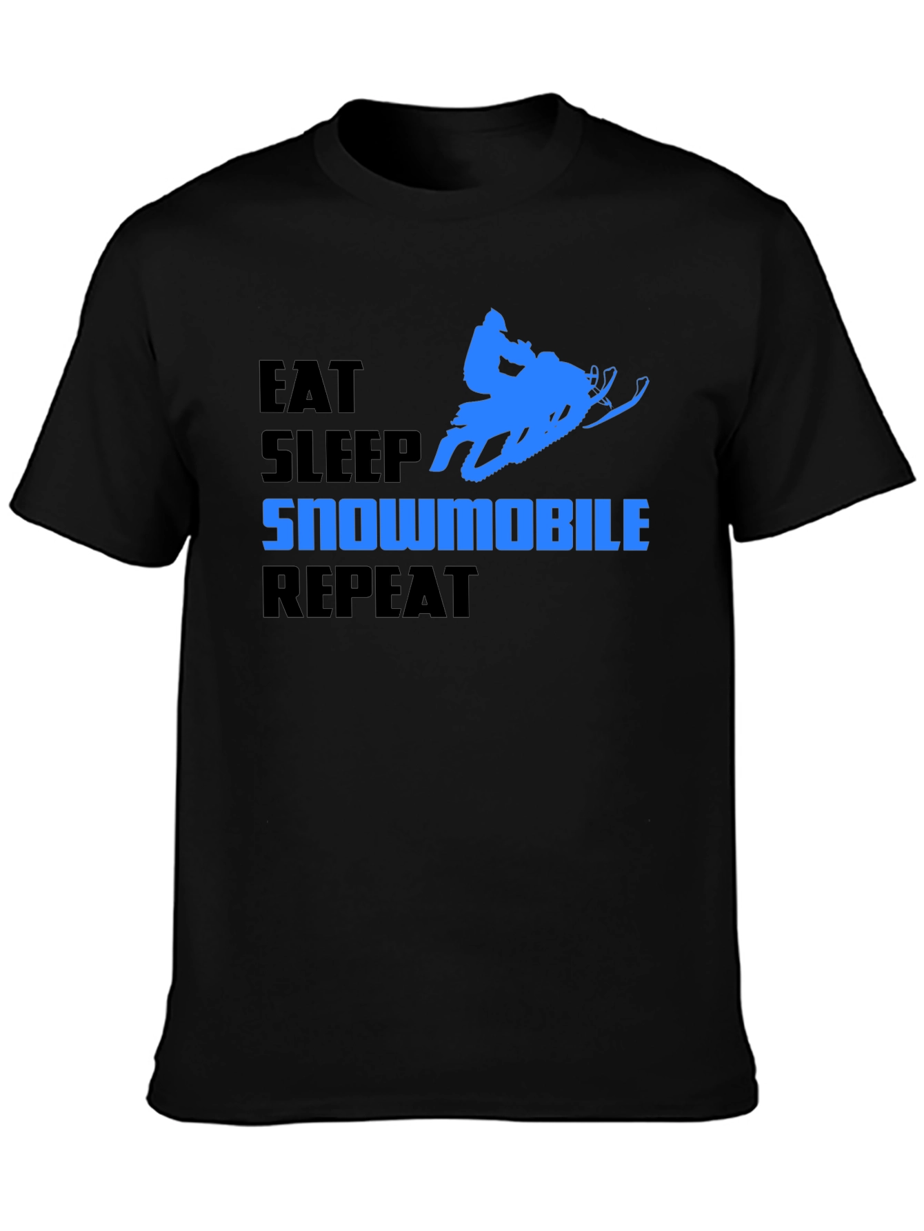 Eat Sleep Snowmobile Repeat Black Graphic T-Shirt