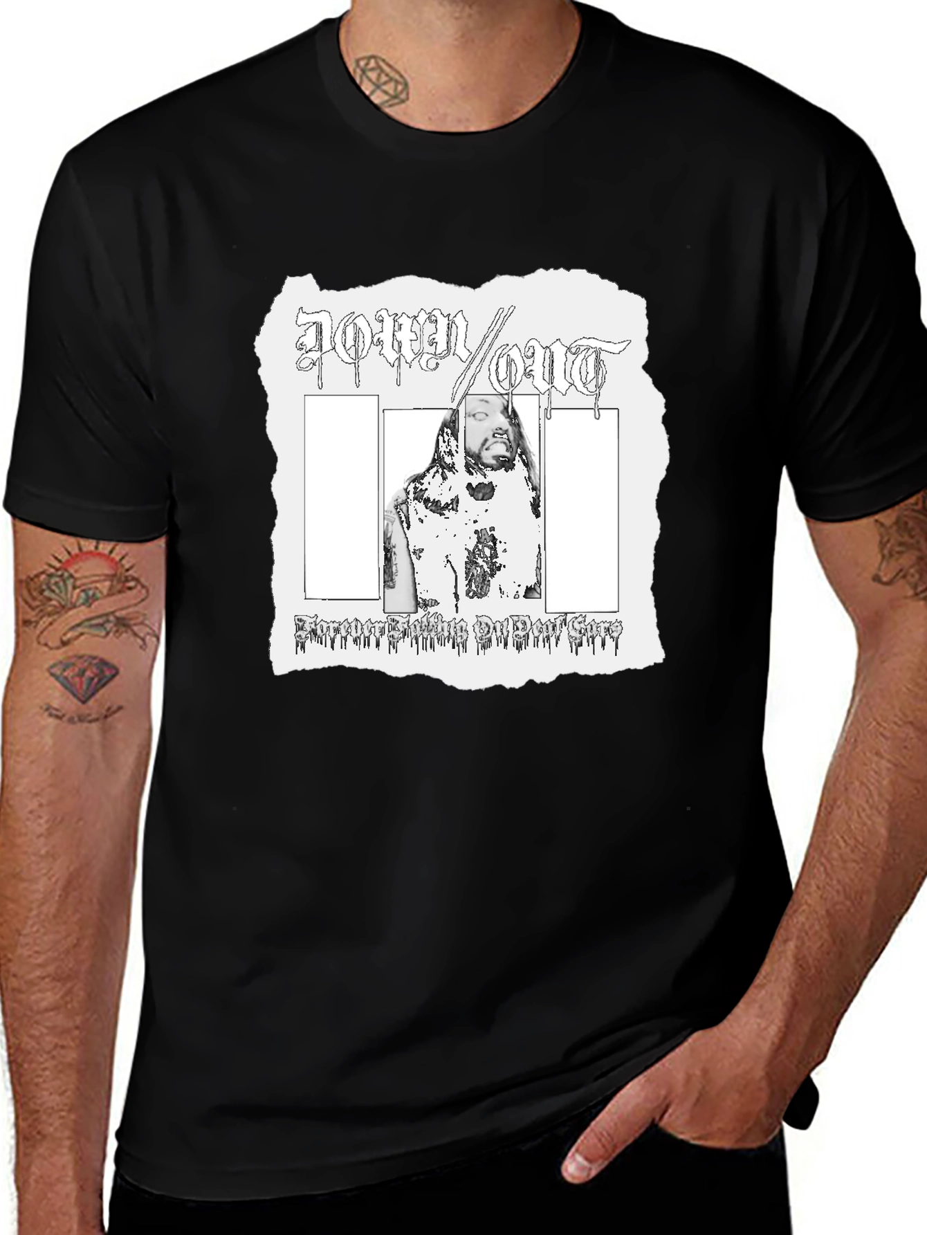 Down Out T-Shirt Black Graphic Tee