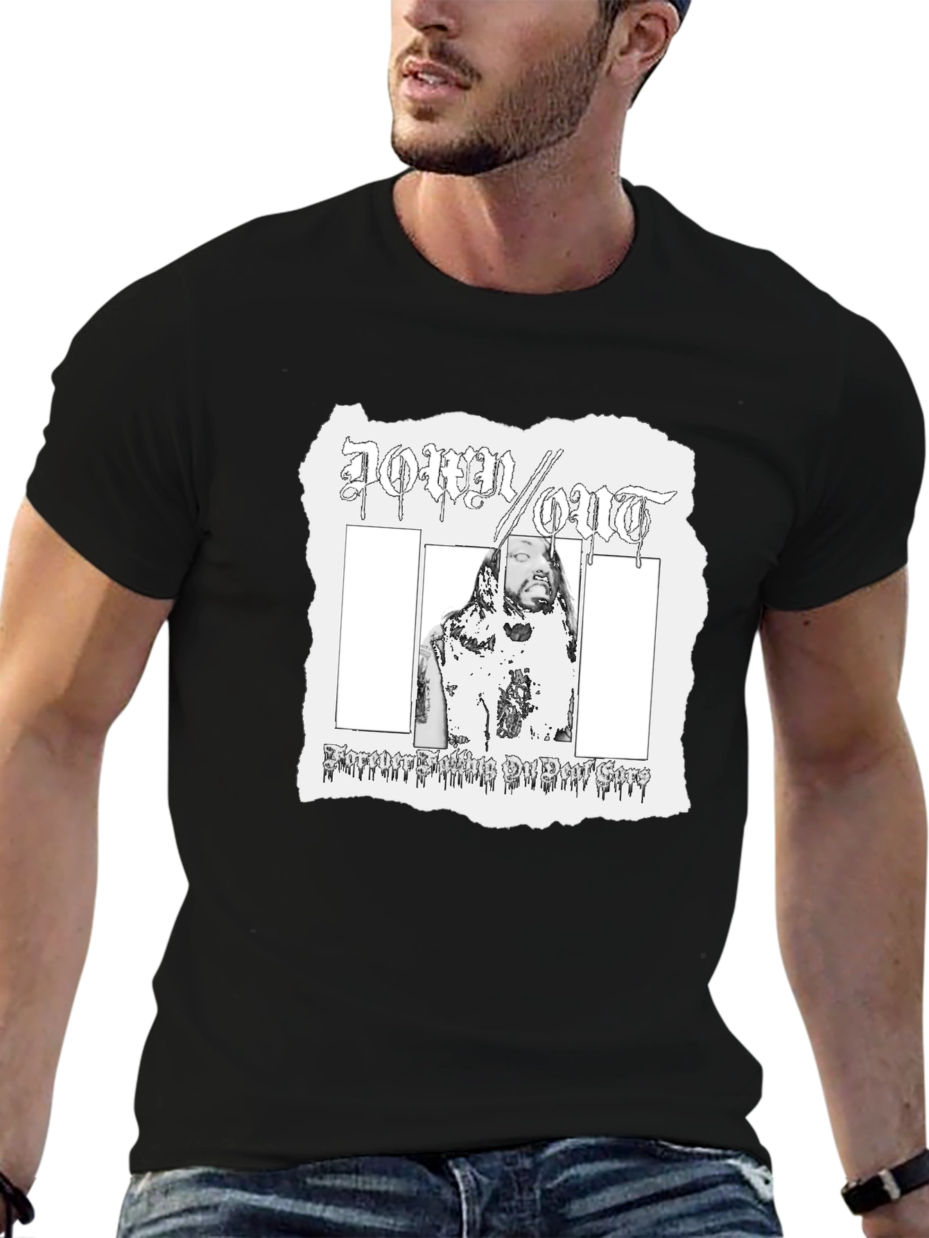 Down Out T-Shirt Black Graphic Tee