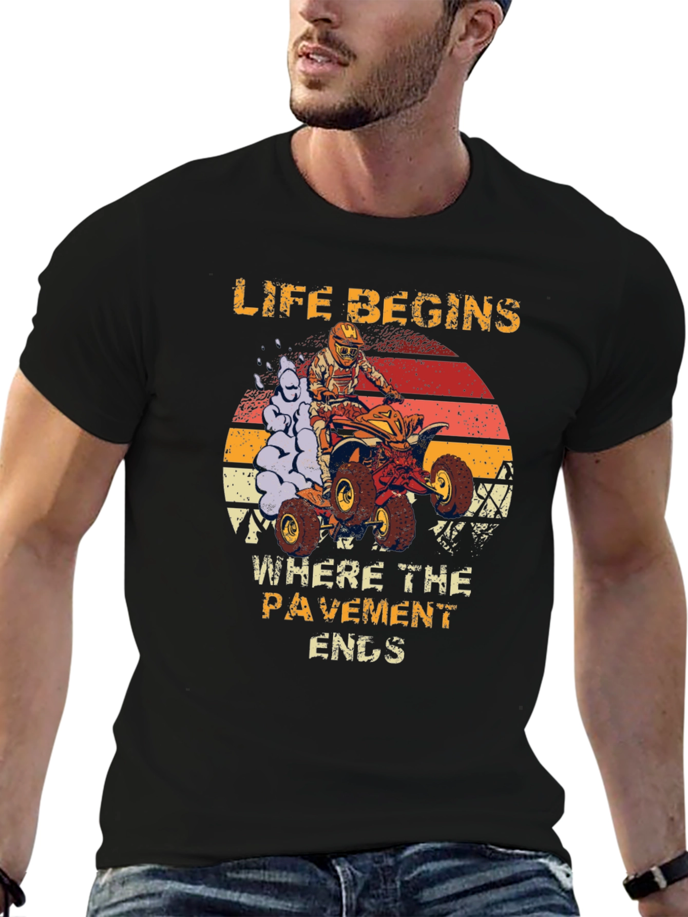 Life Begins Where Pavement Ends ATV Rider T-Shirt