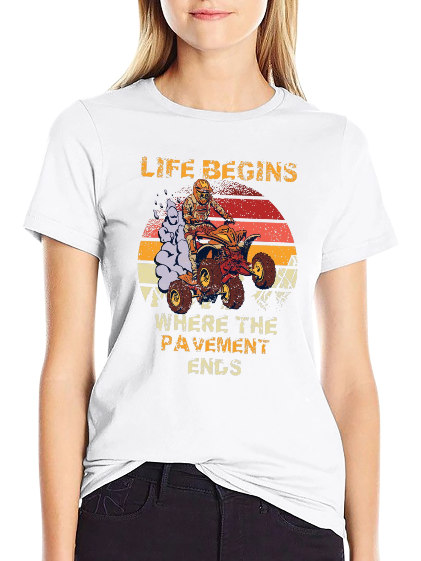 Life Begins Where Pavement Ends ATV Rider T-Shirt