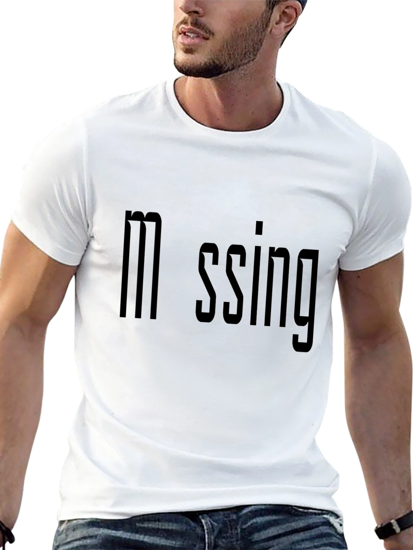 Missing Text Graphic Black T-Shirt for Men