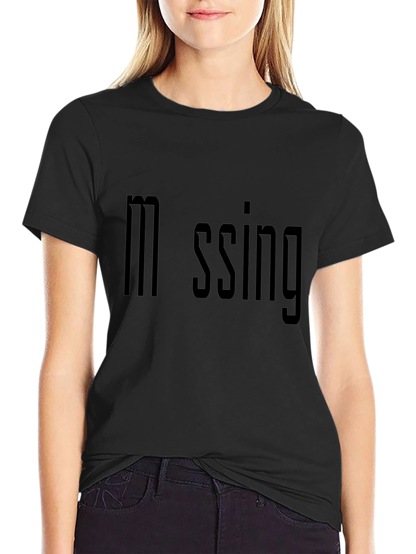 Missing Text Graphic Black T-Shirt for Men