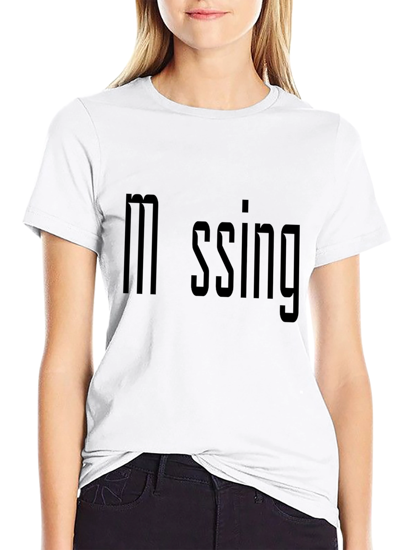 Missing Text Graphic Black T-Shirt for Men