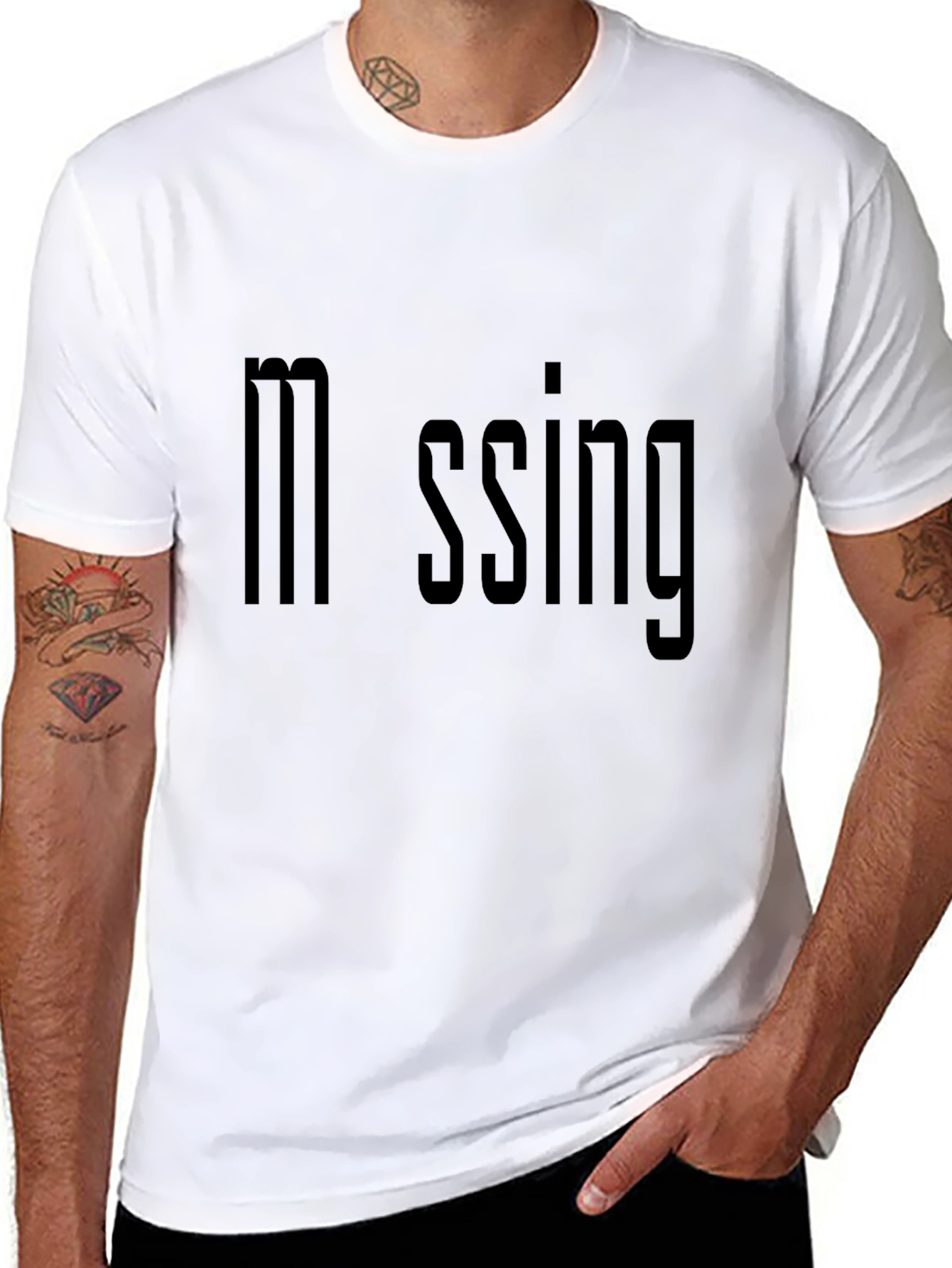 Missing Text Graphic Black T-Shirt for Men