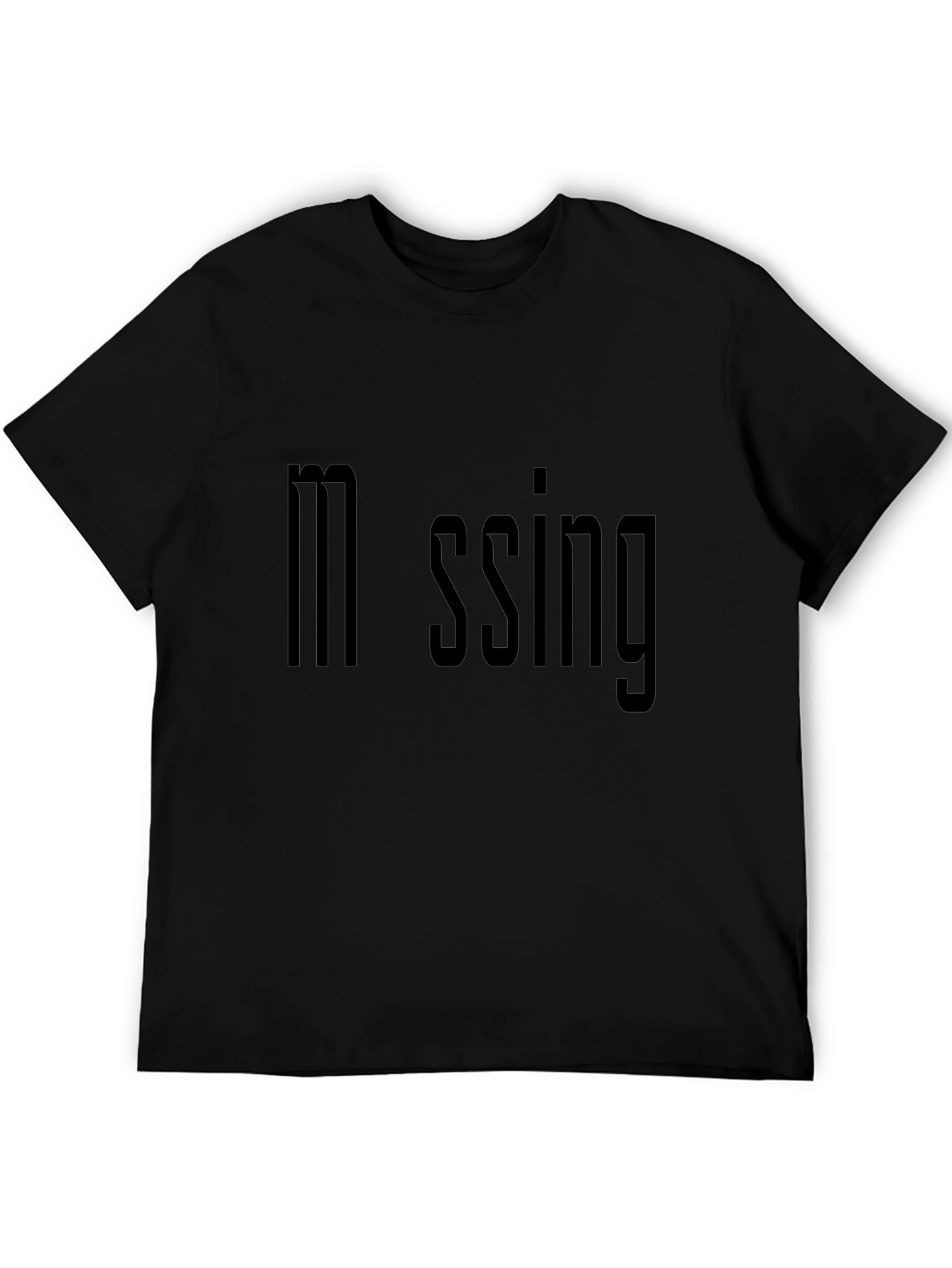 Missing Text Graphic Black T-Shirt for Men