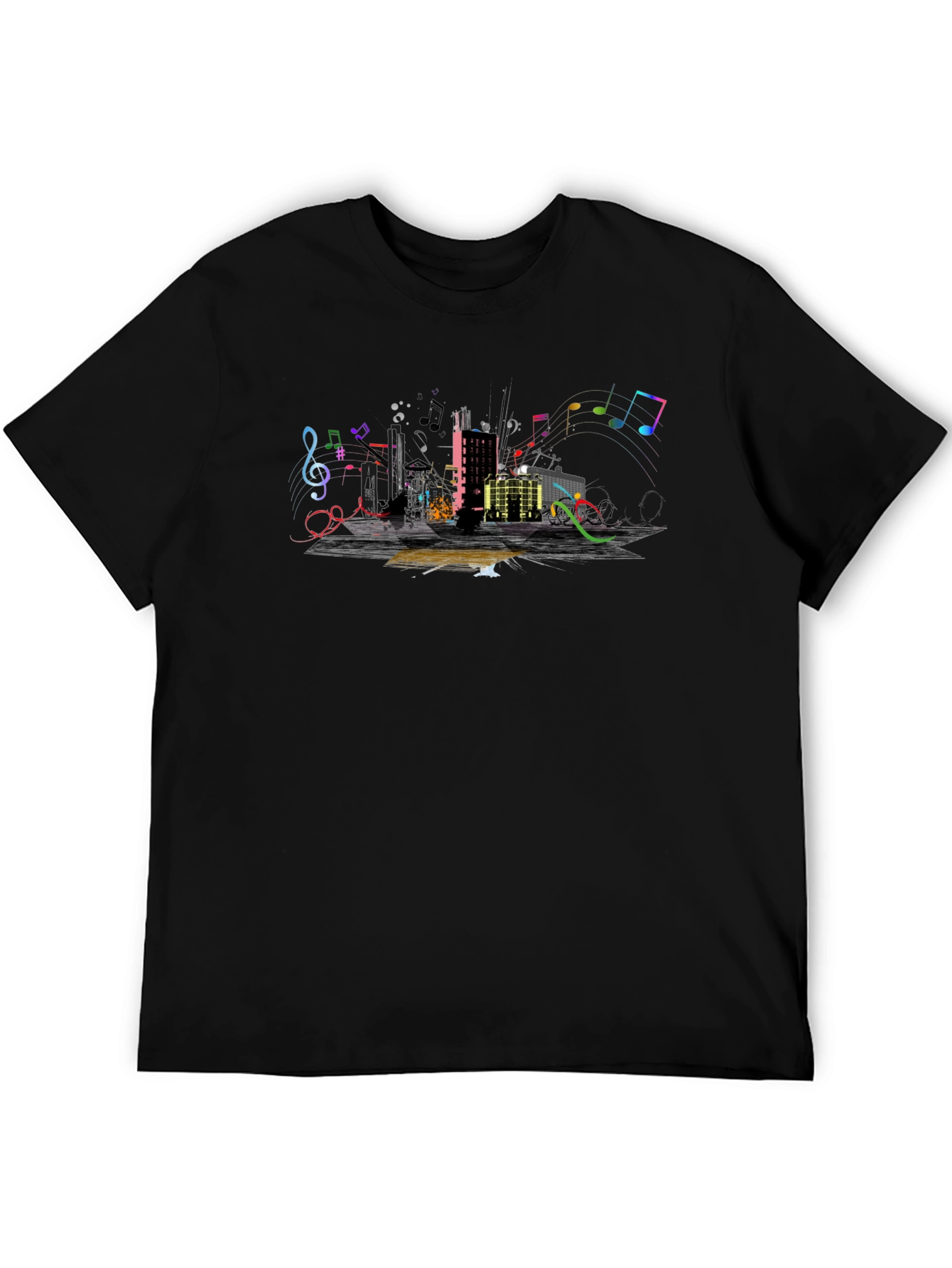 Urban Music Graphic Tee - Black Cotton Blend
