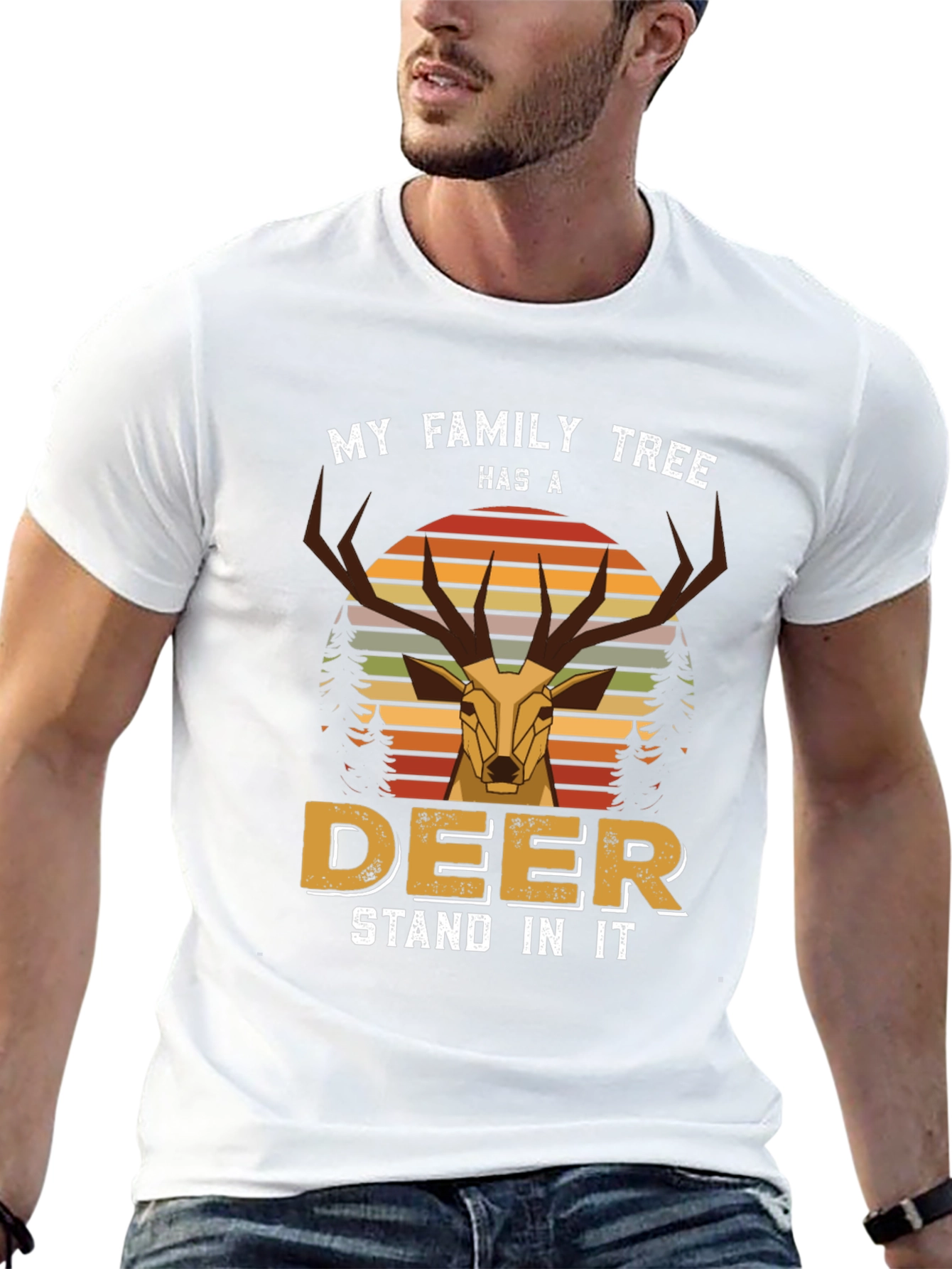 Family Tree Deer Graphic T-Shirt