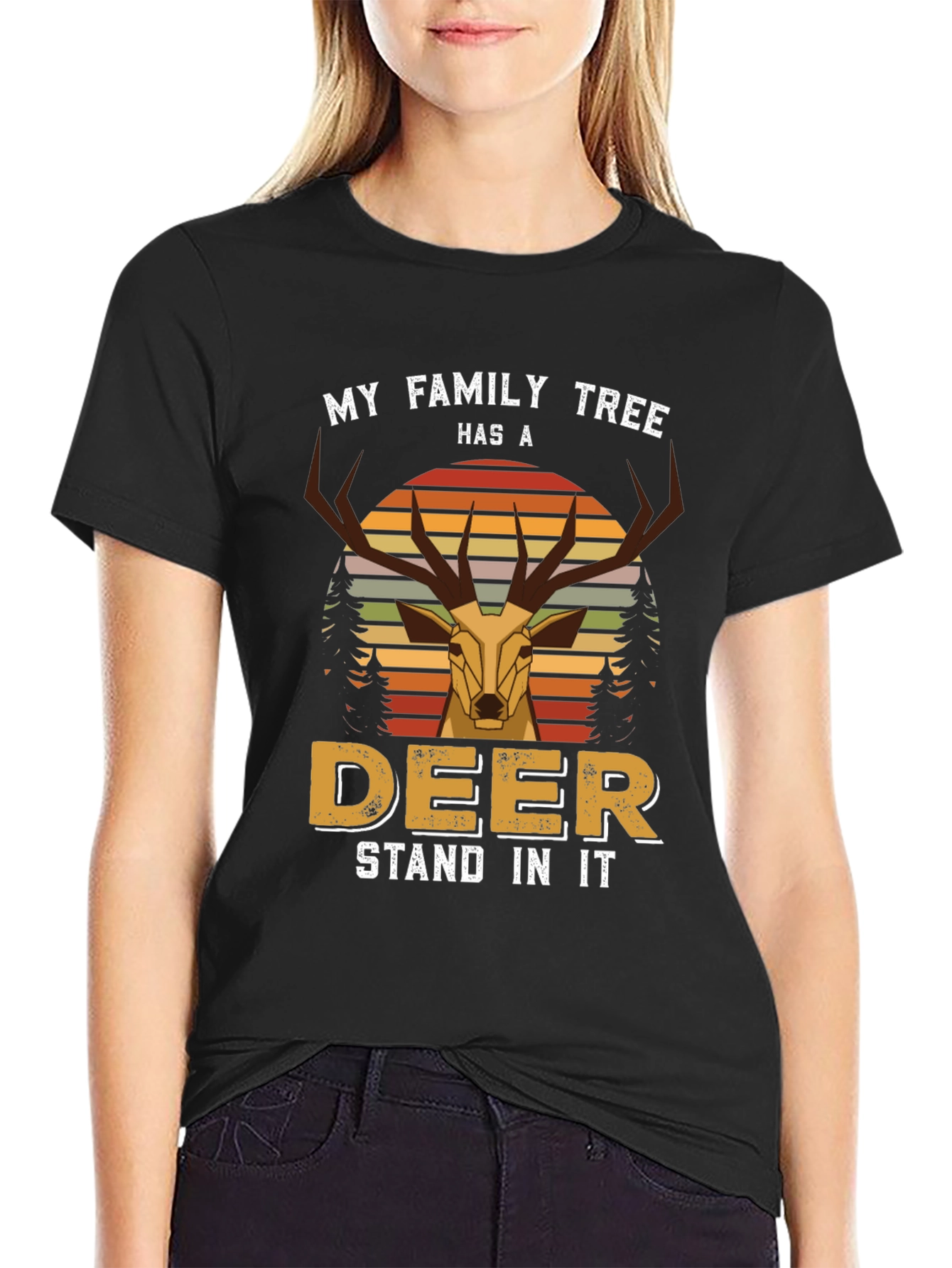 Family Tree Deer Graphic T-Shirt