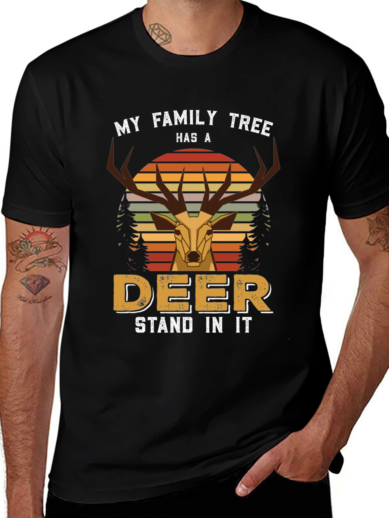 Family Tree Deer Graphic T-Shirt