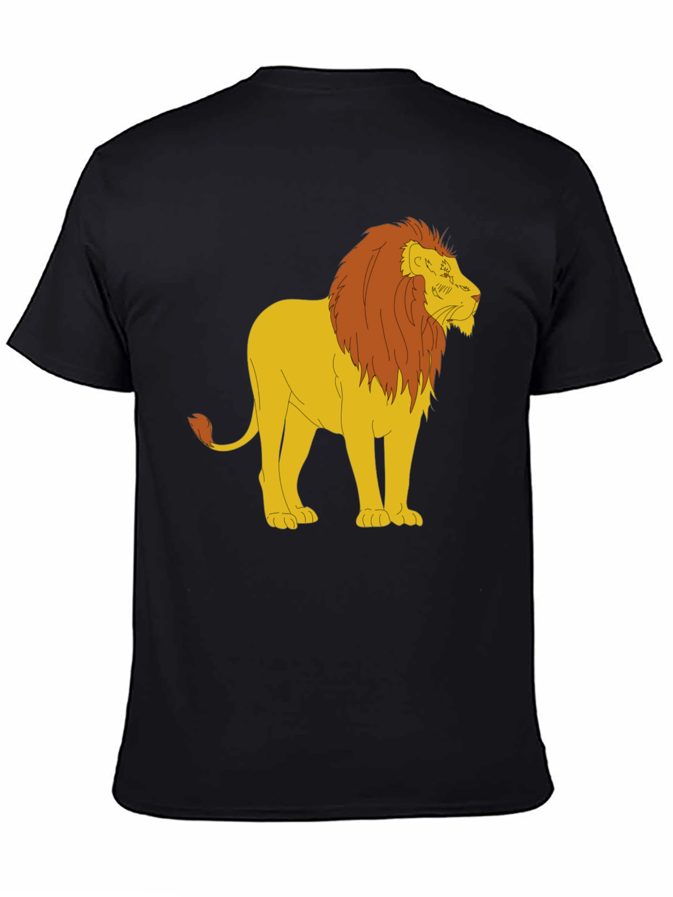 Cartoon Lion Graphic Print Black Tee