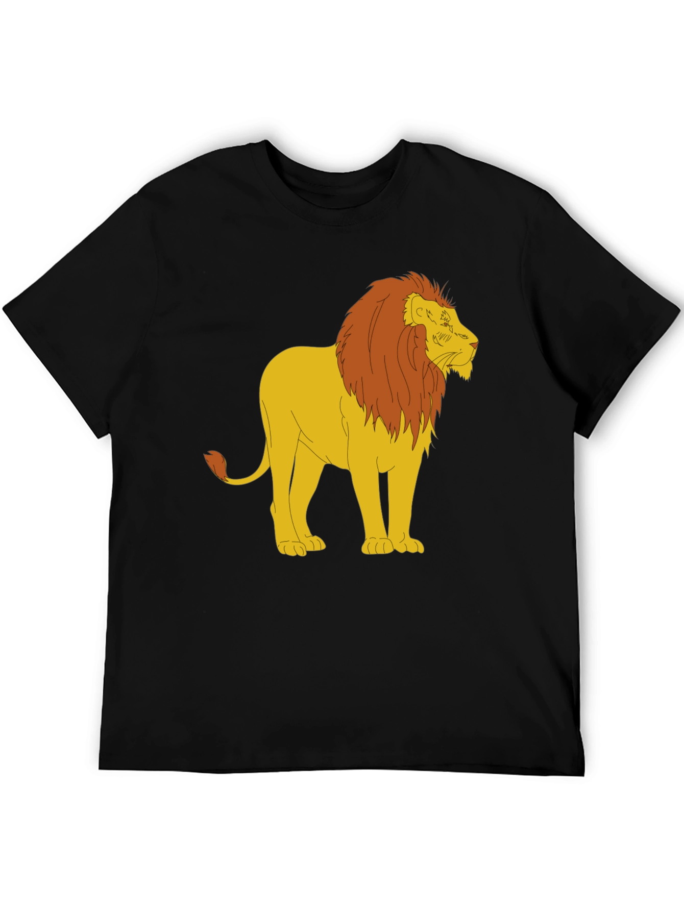 Cartoon Lion Graphic Print Black Tee
