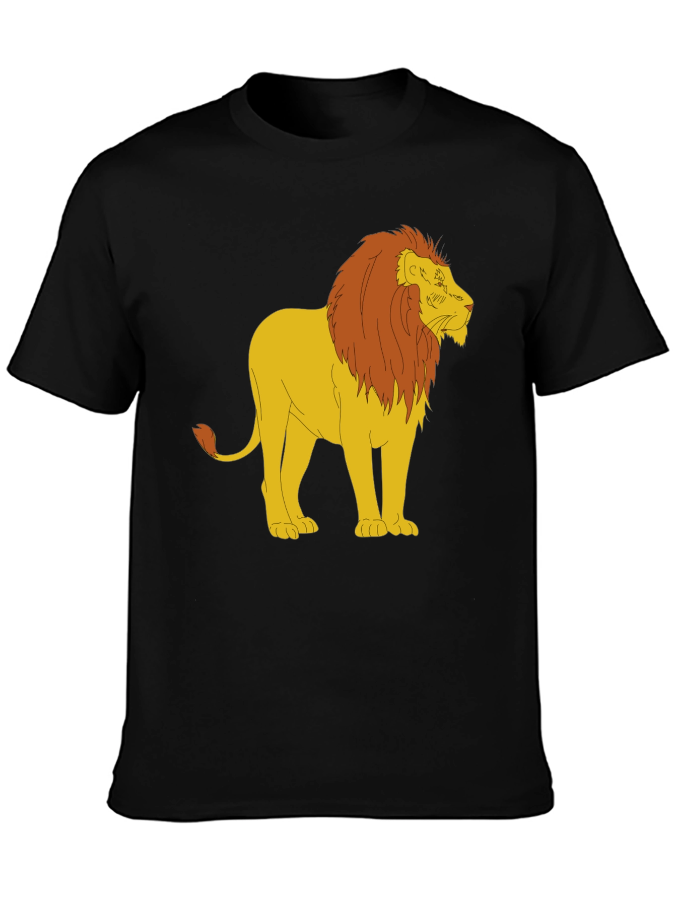 Cartoon Lion Graphic Print Black Tee