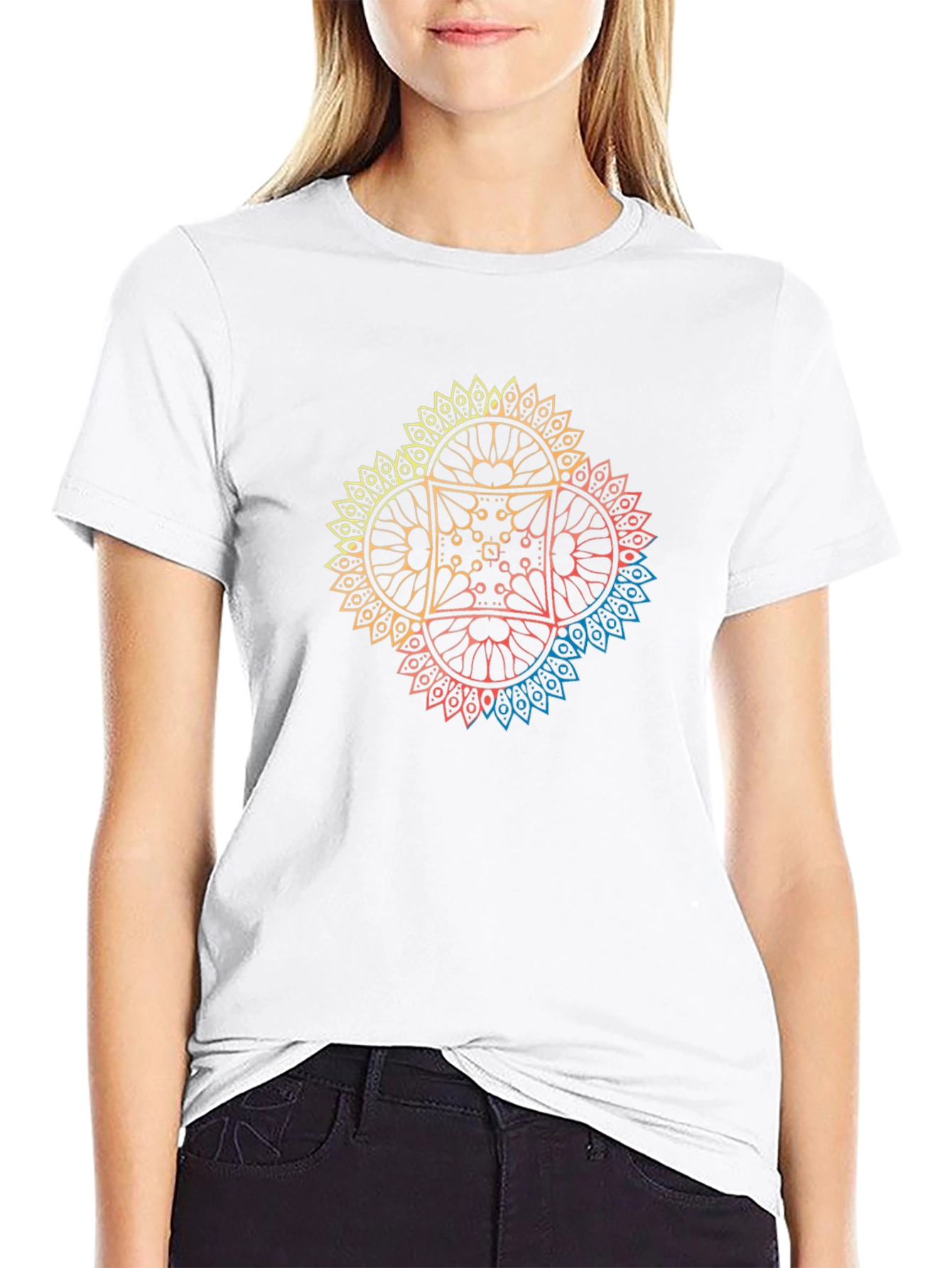 Black Mandala Graphic Print Tee