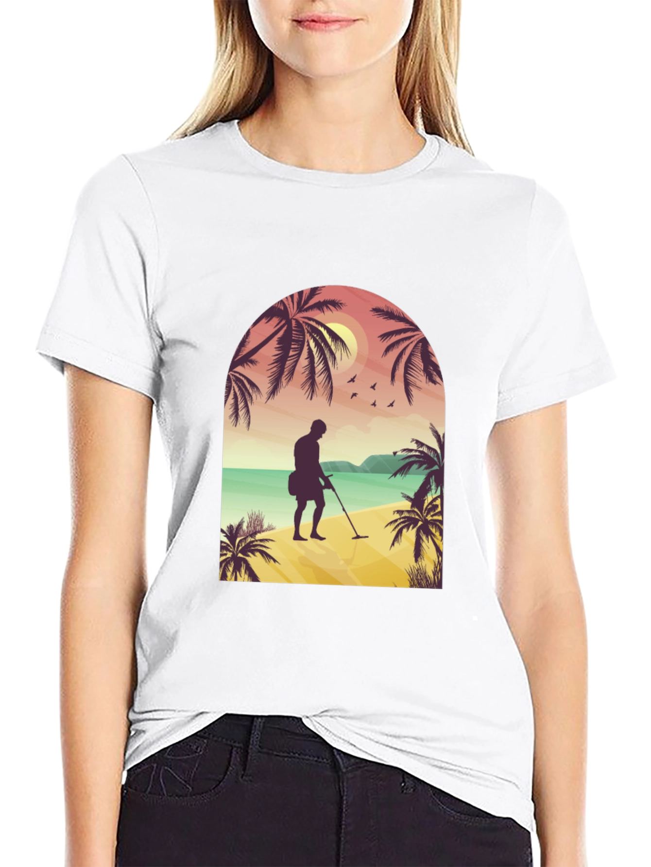 Beach Metal Detecting Graphic Tee
