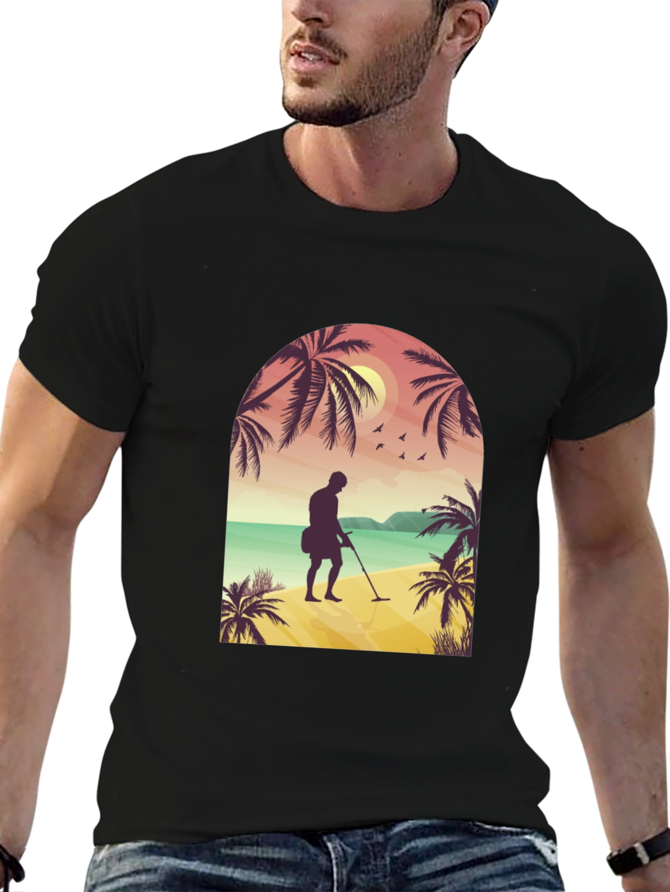 Beach Metal Detecting Graphic Tee