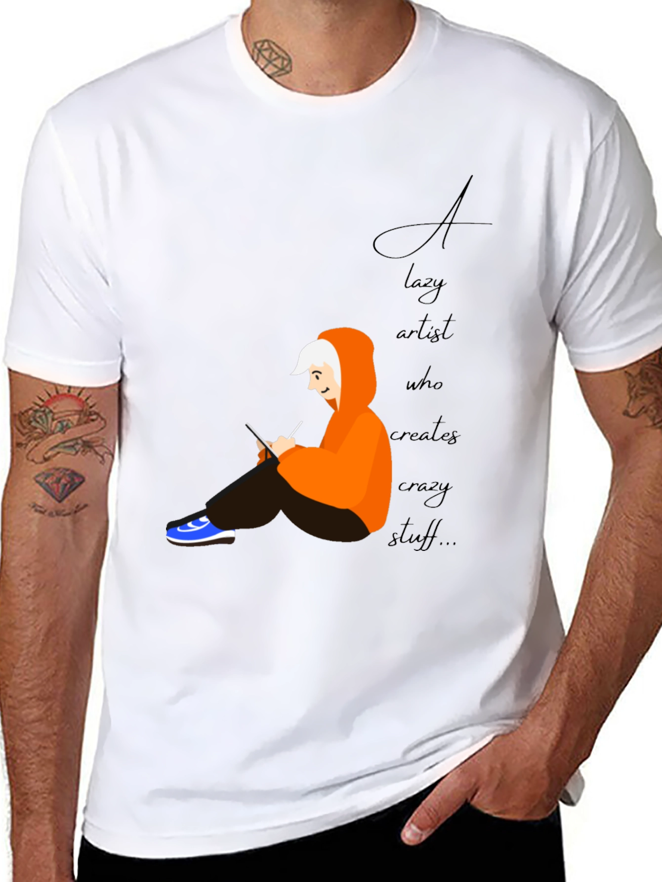 Lazy Artist Graphic Tee - Black Casual T-Shirt
