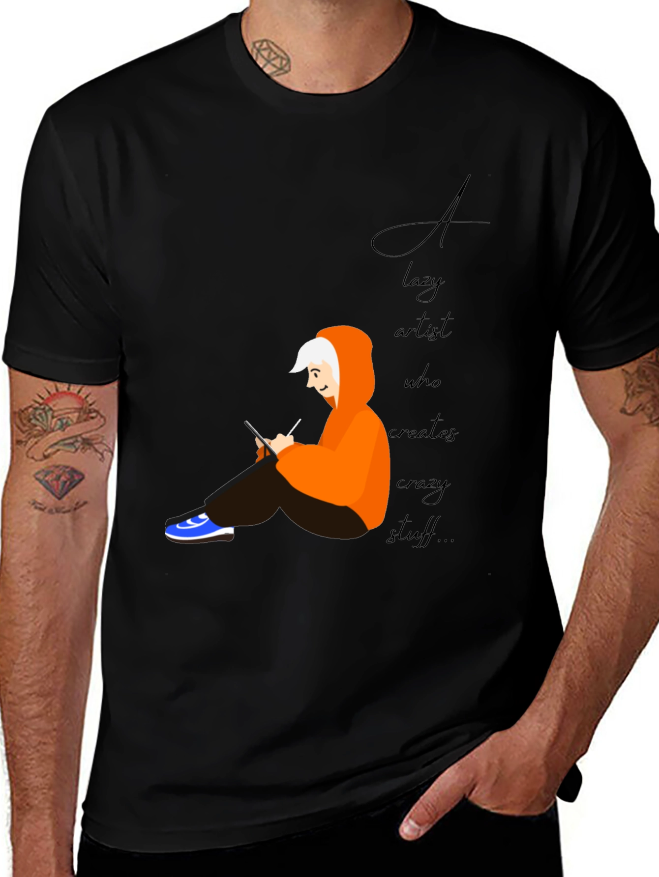 Lazy Artist Graphic Tee - Black Casual T-Shirt