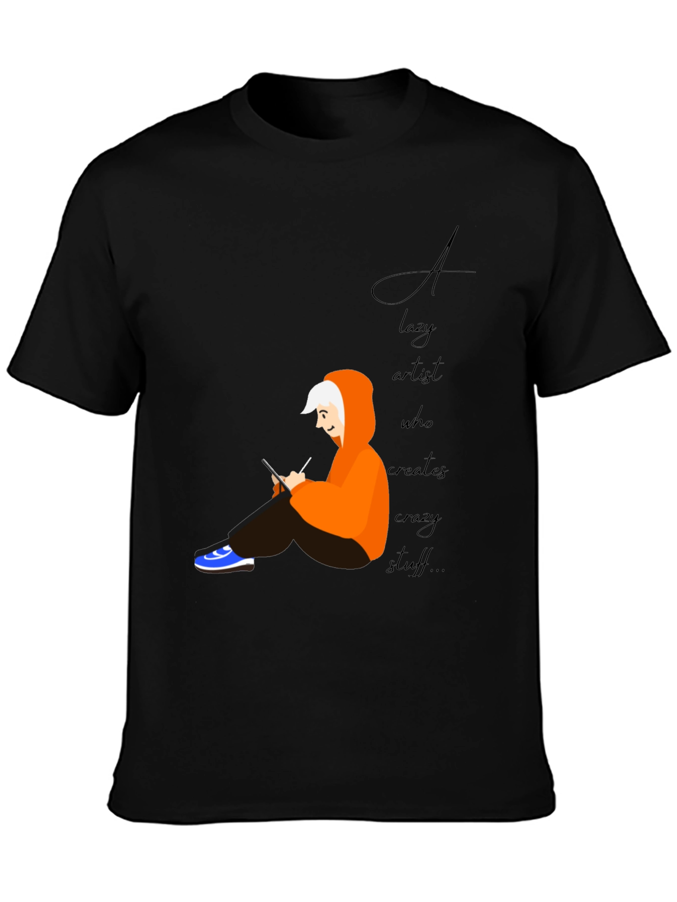 Lazy Artist Graphic Tee - Black Casual T-Shirt