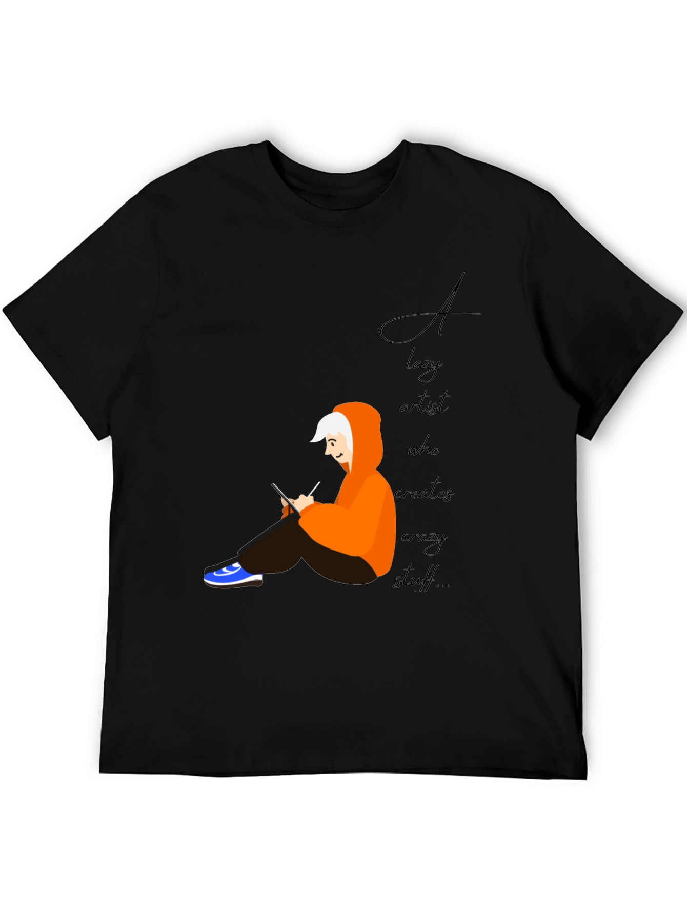 Lazy Artist Graphic Tee - Black Casual T-Shirt